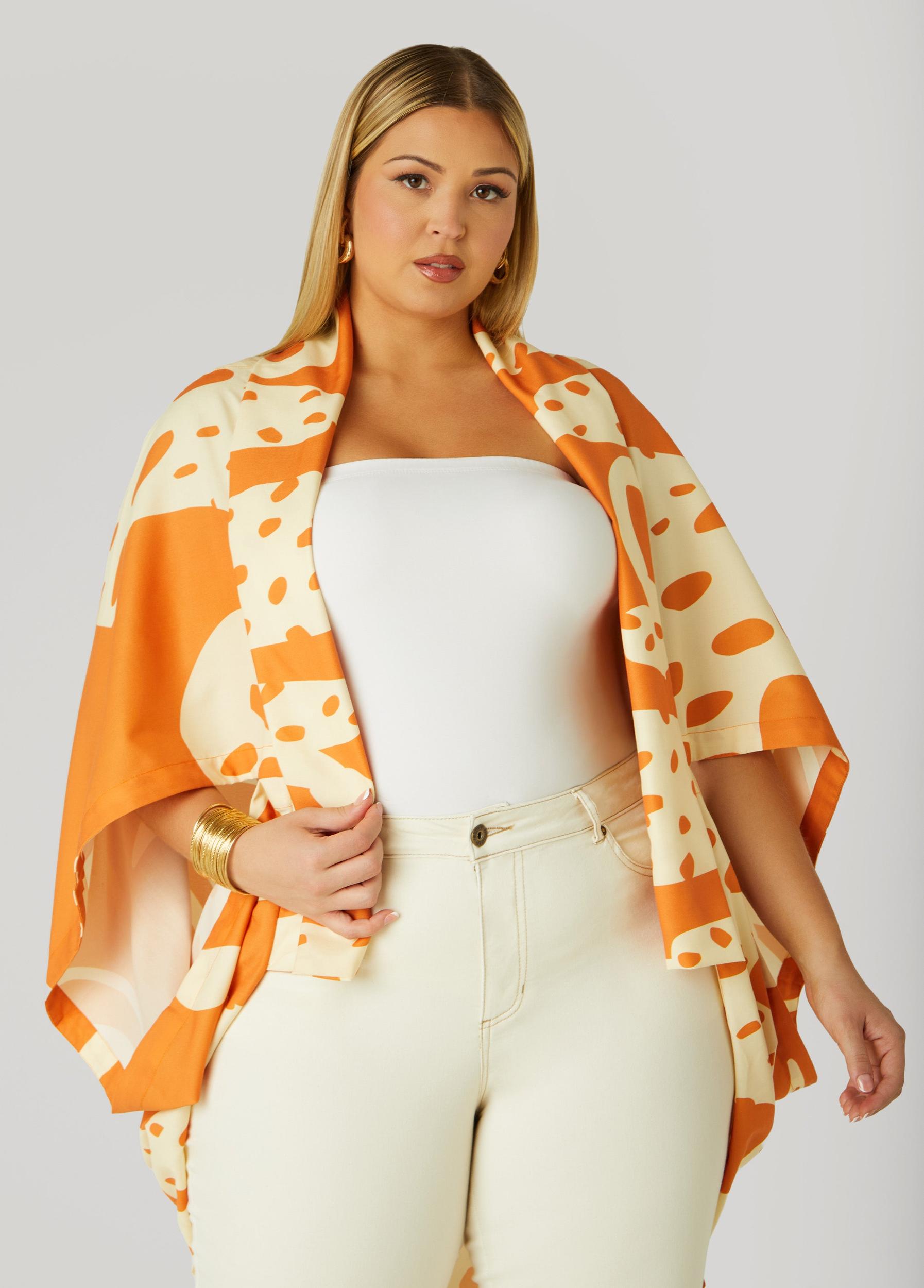 Plus Size Palm Print Kimono Ashley Stewart Product Image