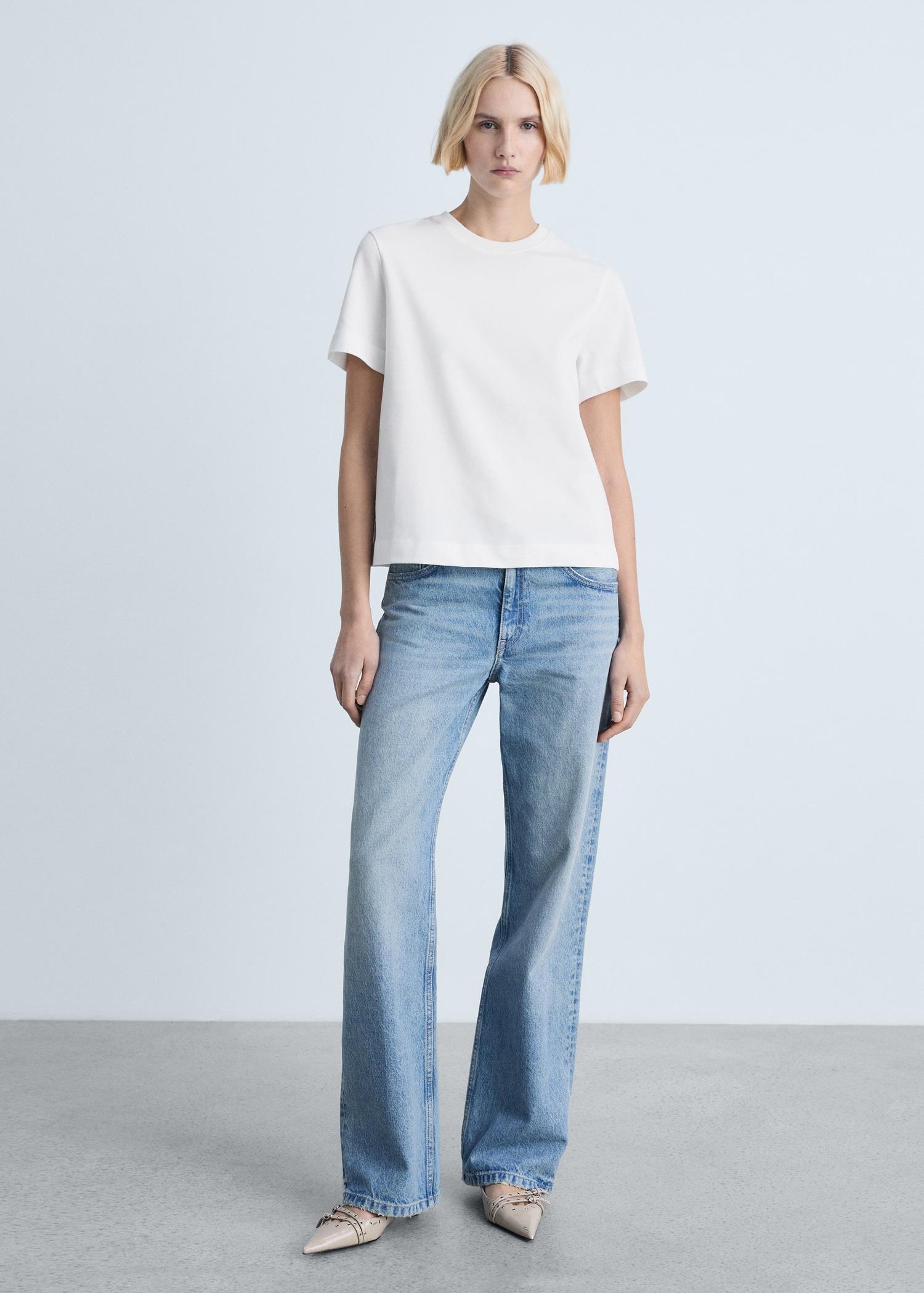 Short-sleeved cotton t-shirt - Women | MANGO USA Product Image