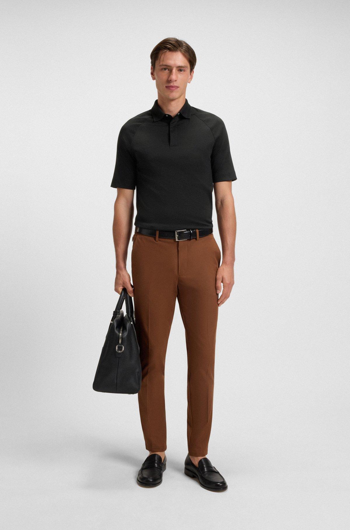 Regular-fit polo shirt with covered placket Product Image