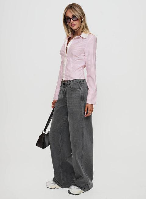 Ramos Low Rise Wide Leg Jeans Grey Wash Product Image