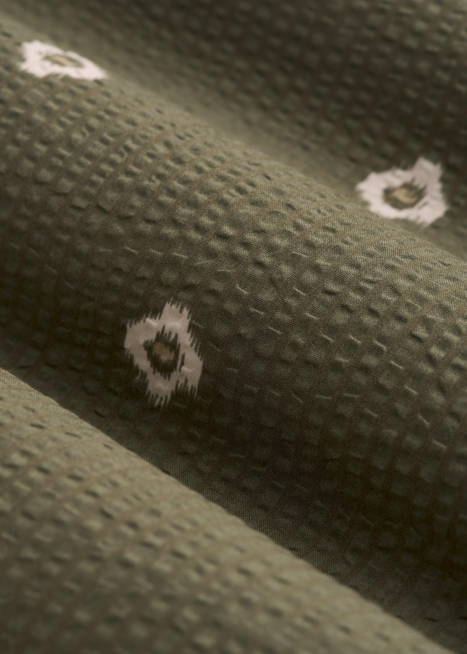 Seersucker Short Sleeve Shirt for Tall Men in Olive and Beige Floral Male Product Image