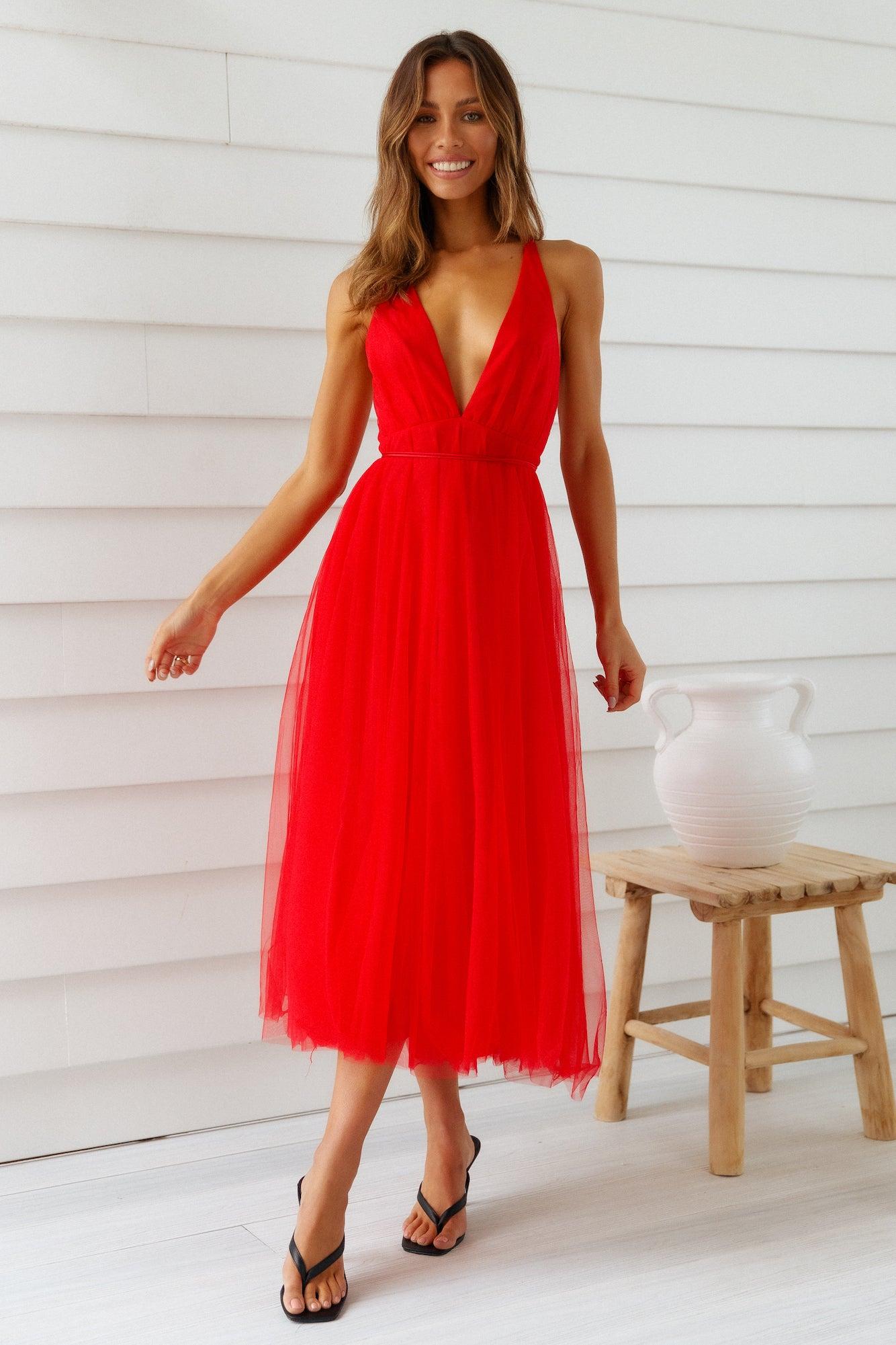 Summer Cinderella Midi Dress Red Product Image