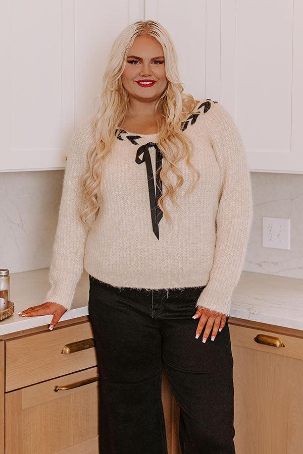 Soft Smile Eyelash Knit Sweater Top in Black Ribbon Curves Product Image