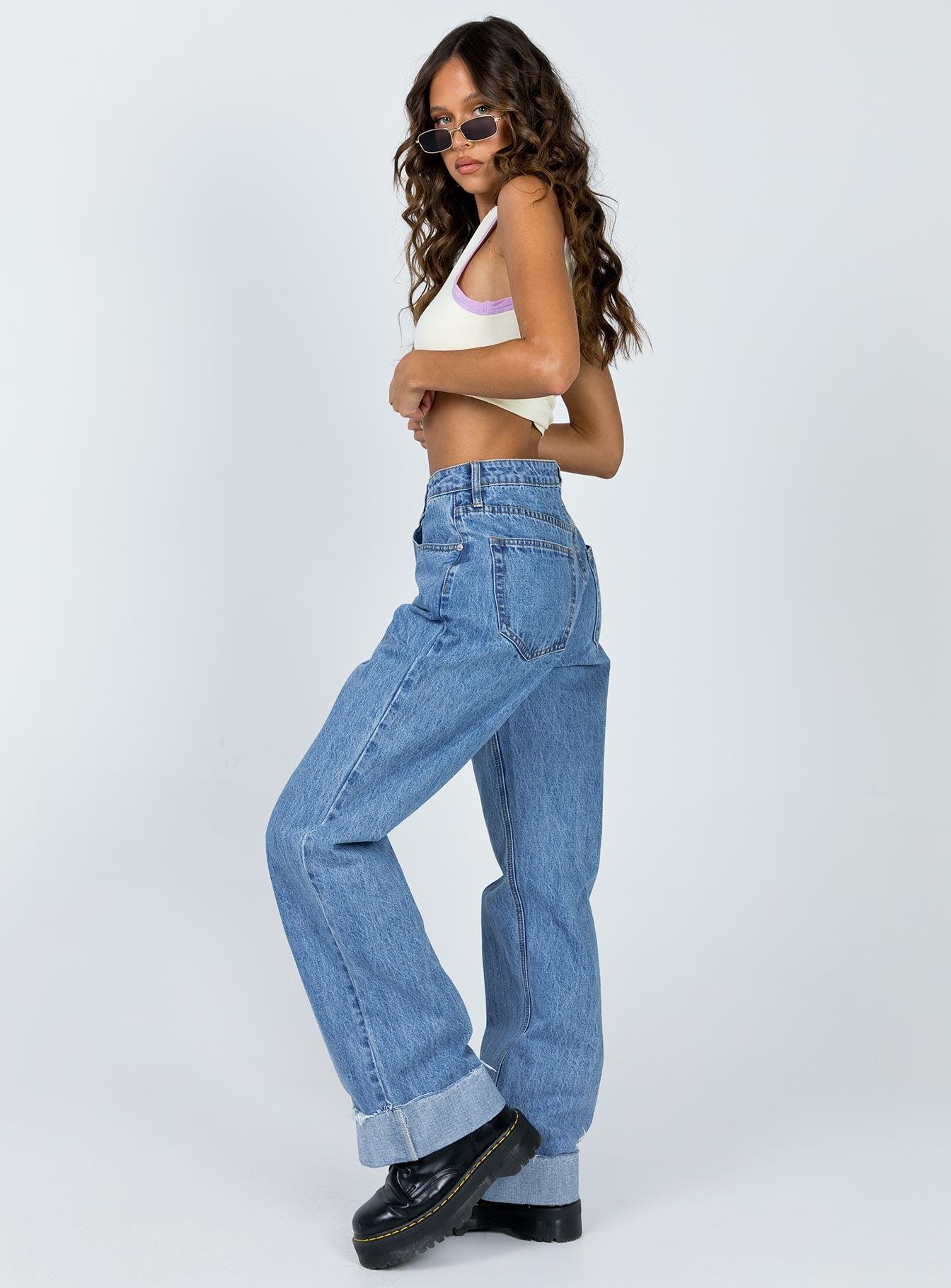 Ollie Mid Rise Straight Leg Jeans Mid Wash Denim Product Image