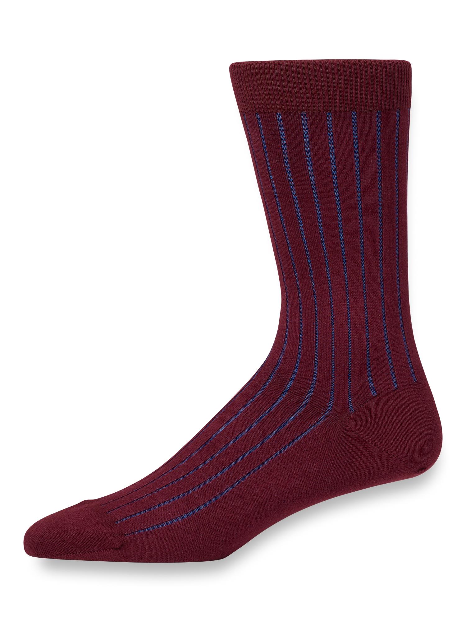 Solid Rib With Contrast Cotton Blend Sock - Wine/blue Product Image
