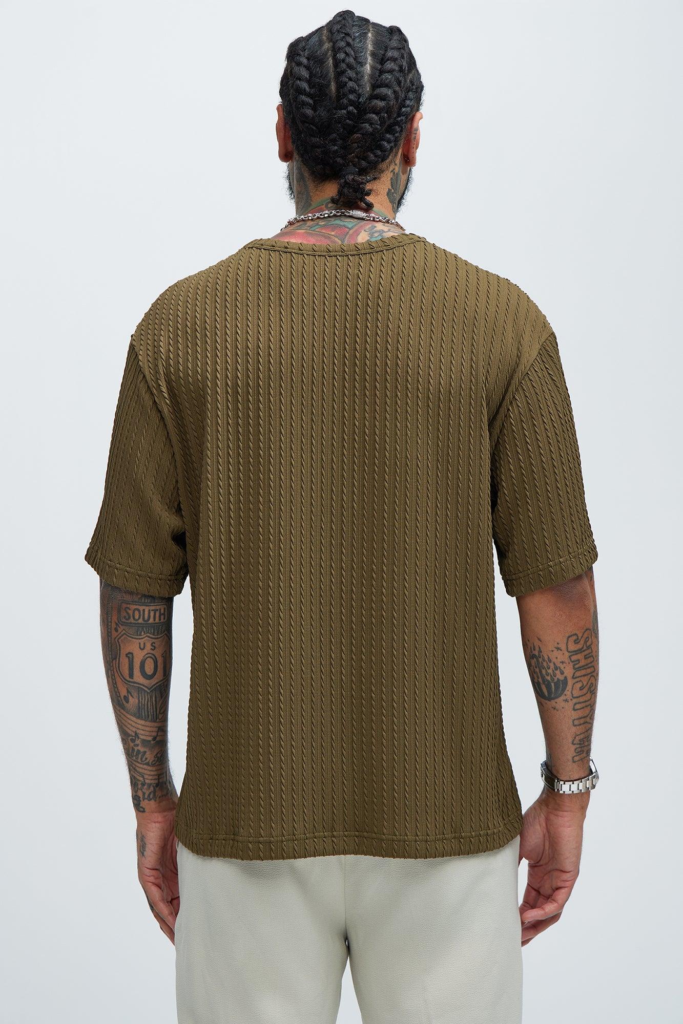 Rope Textured Relaxed Tee - Olive Product Image