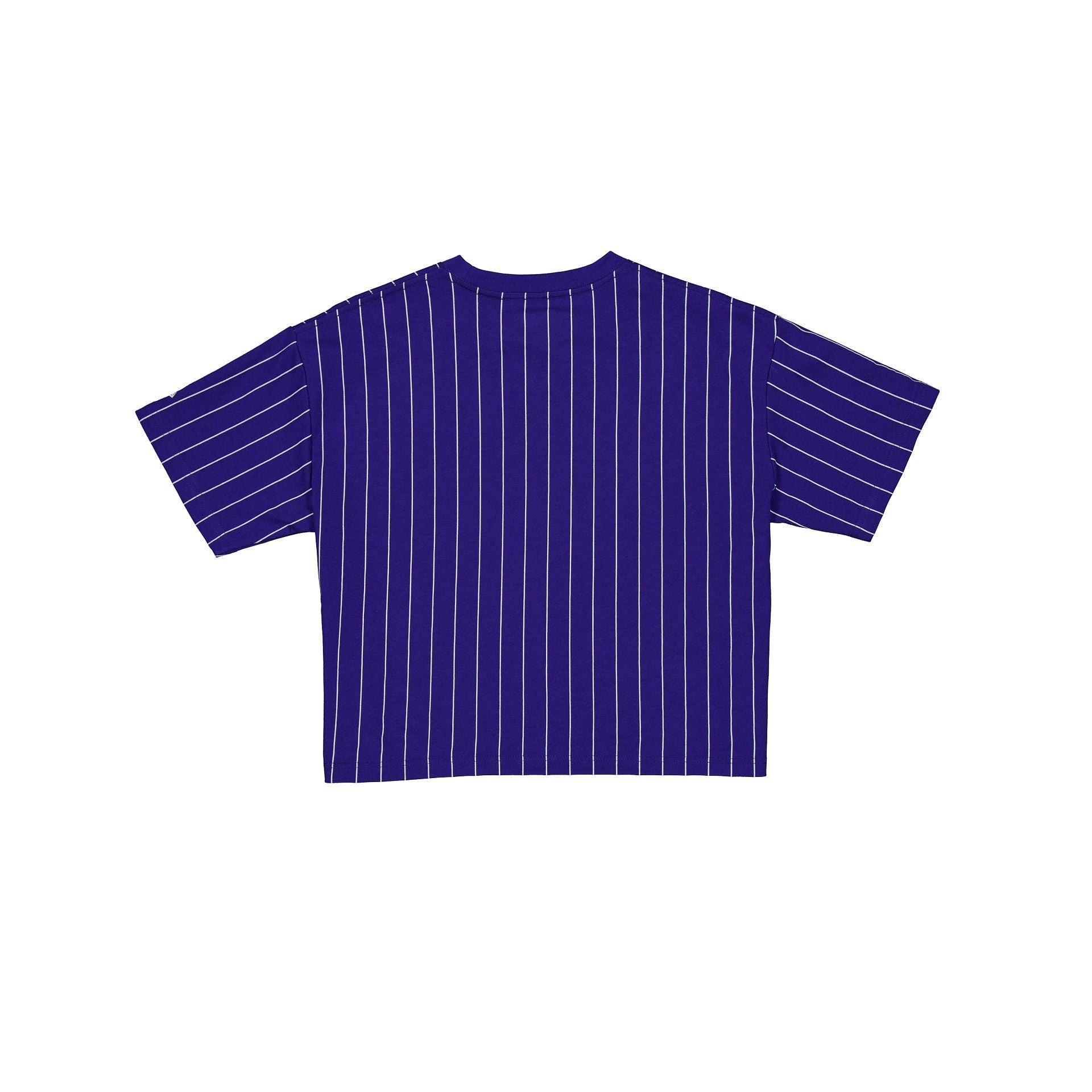 Women's New Era Navy Cleveland Guardians Boxy Pinstripe T-Shirt,  Product Image