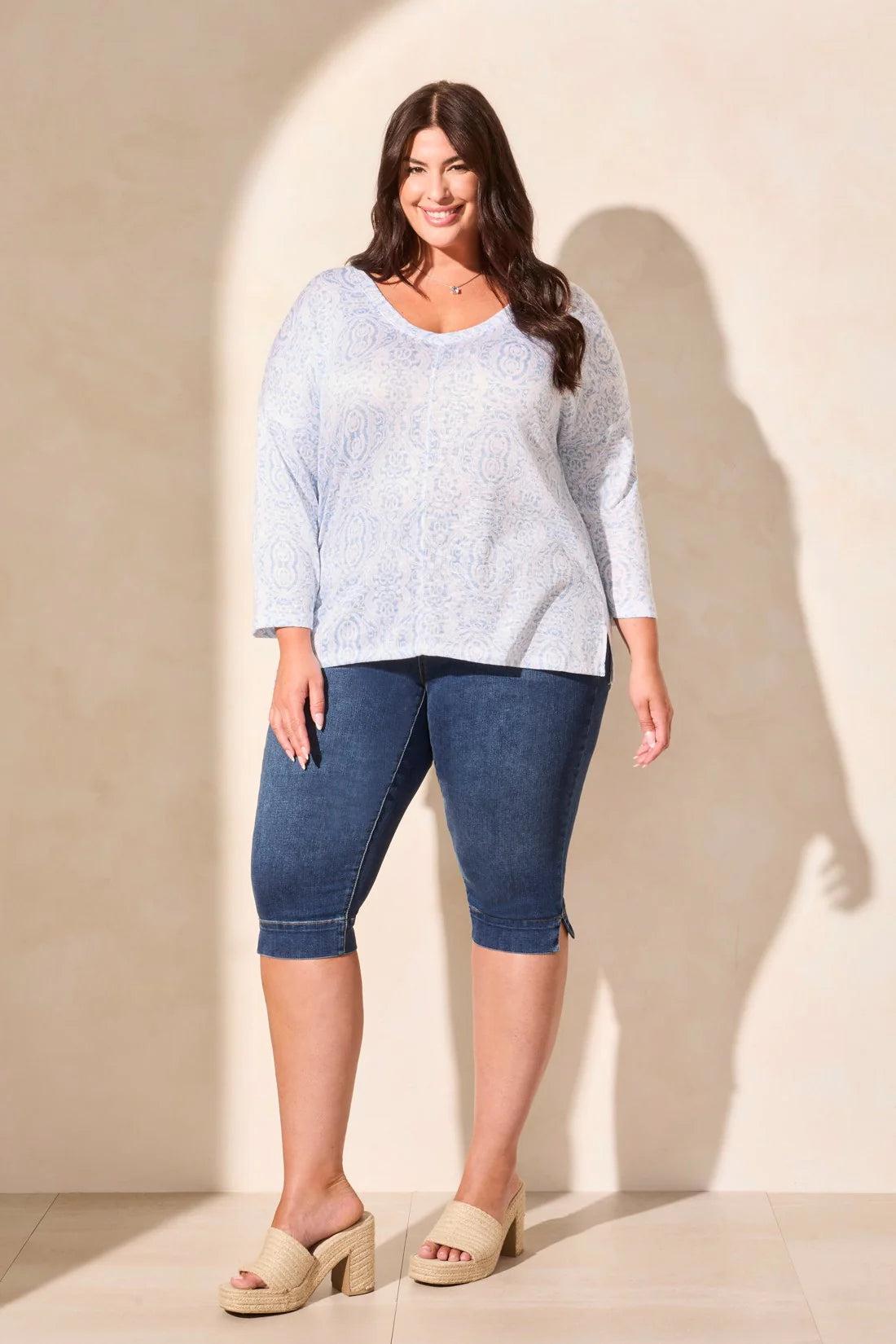 Patterned Two-Way Dolman Top Product Image