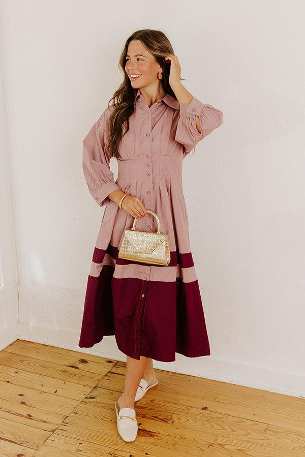 Hopeless Romantic Button Down Midi in Dusty Purple Product Image