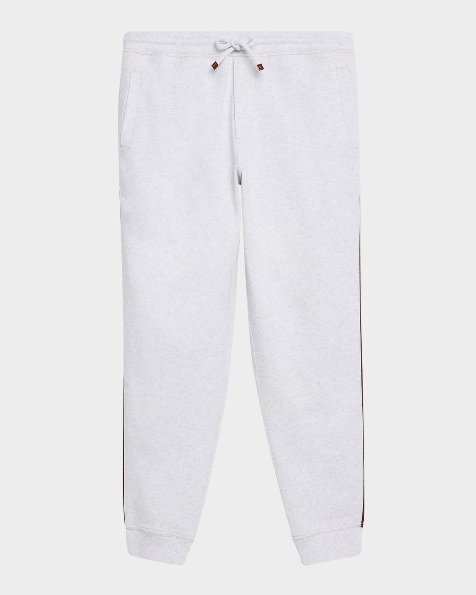 Men's Leather-Trim Drawstring Sweatpants Product Image