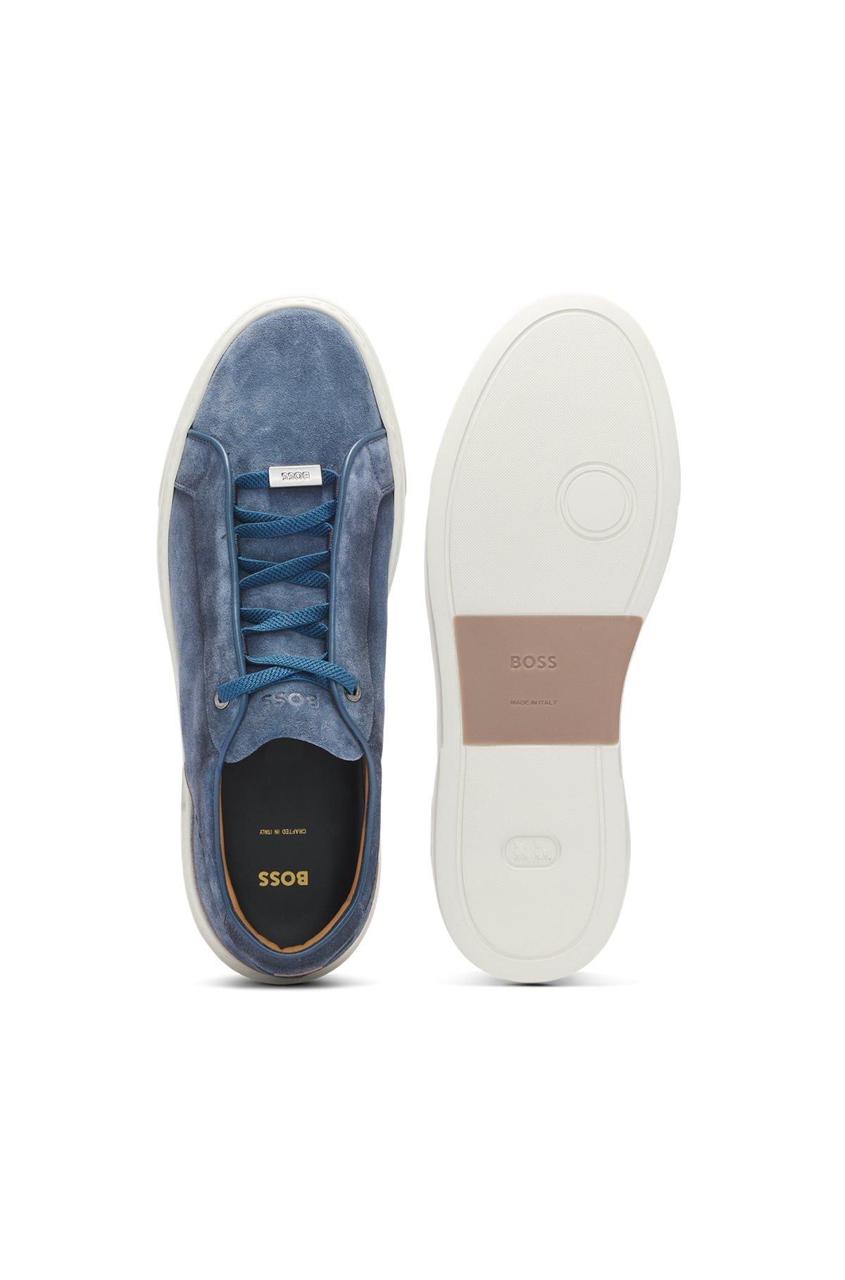 BOSS - Gary low-top trainers in suede - Blue Product Image