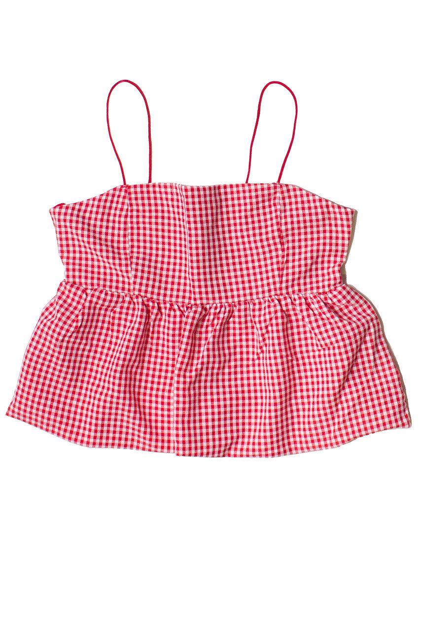 Gingham Peplum Bubble Hem Tank Top Product Image