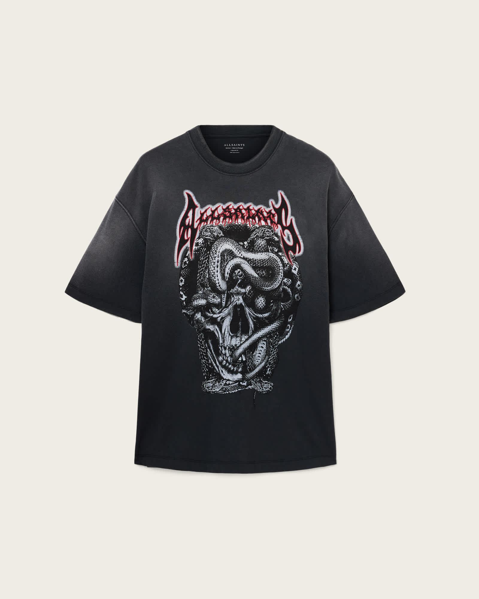 Constrict Oversized Graphic T-Shirt Washed Black | ALLSAINTS US Product Image