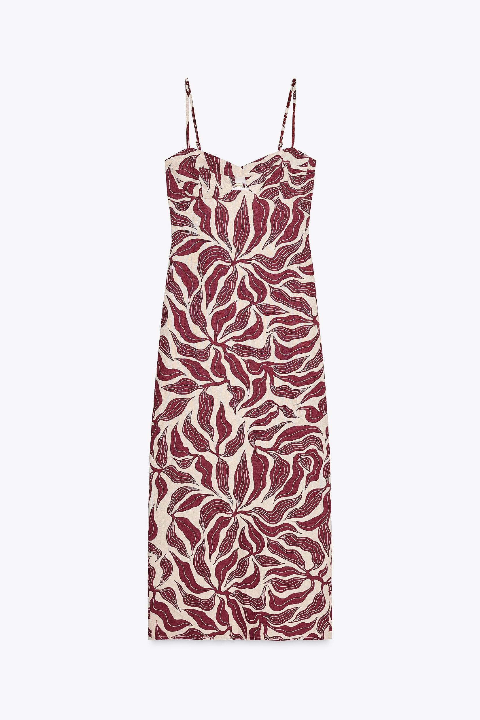 PRINTED RUSTIC LINEN MIDI DRESS Product Image