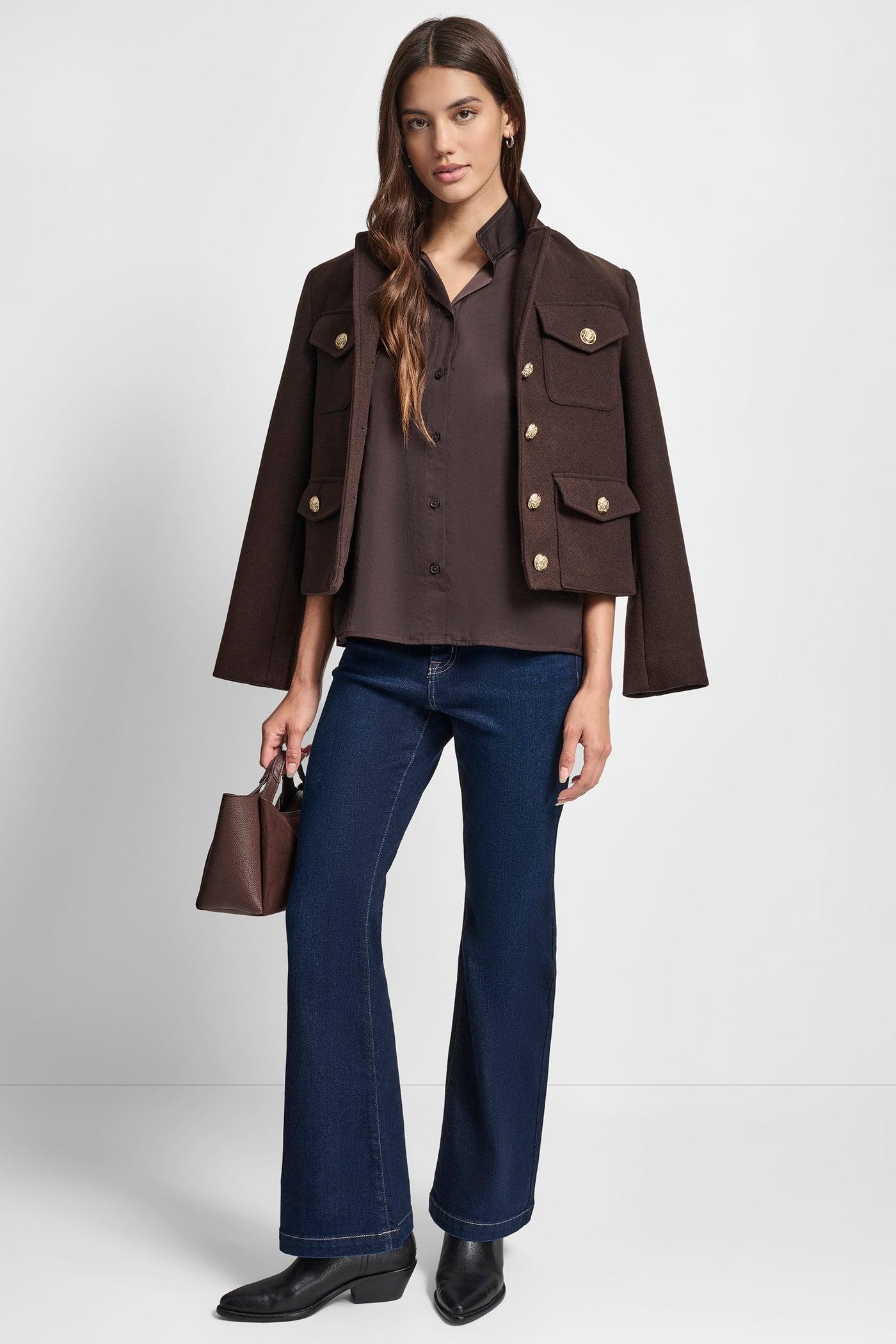 PUFF SLEEVE SHIRT WITH STAND COLLAR Product Image