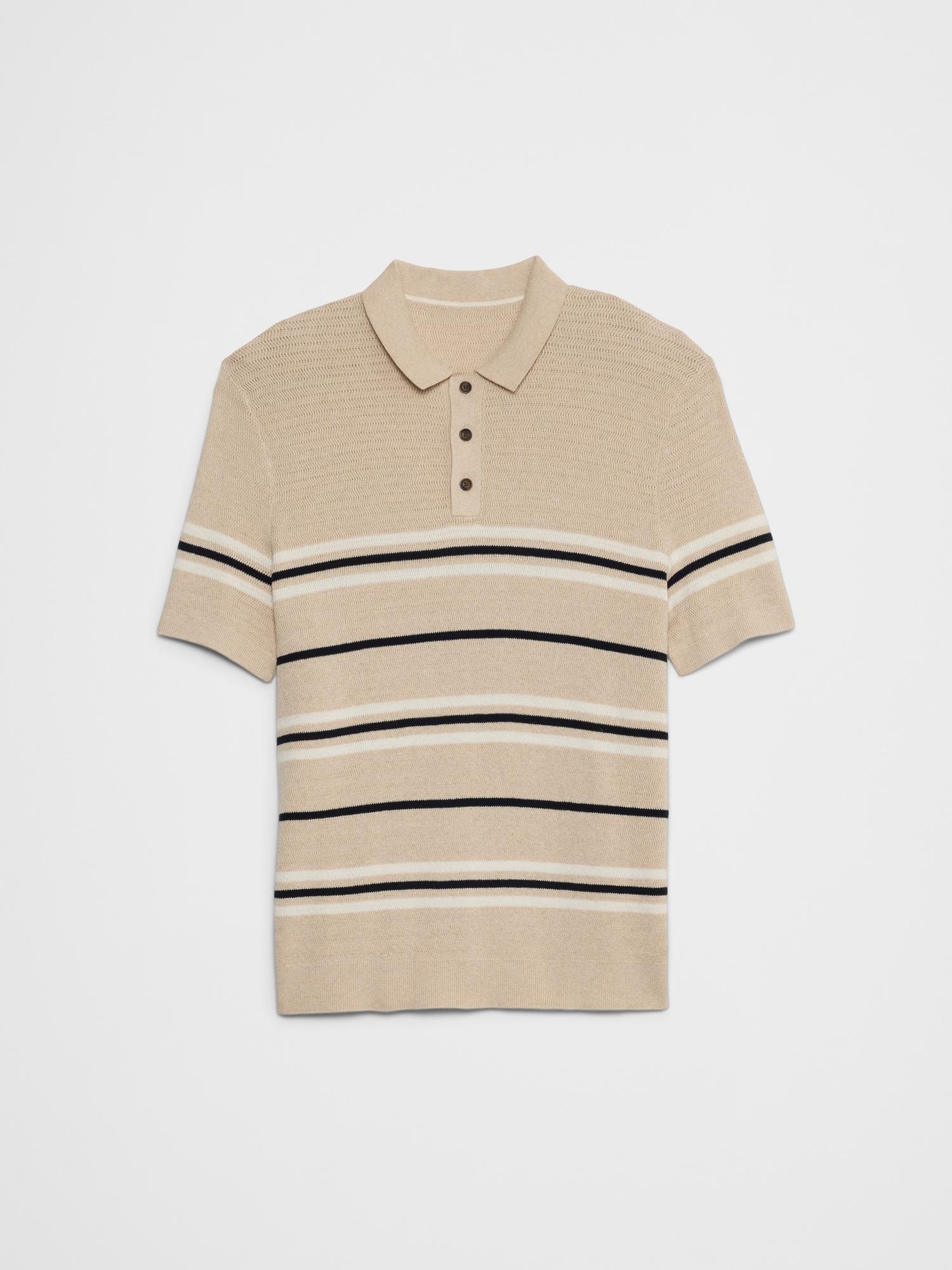 Textured Striped Sweater Polo Product Image