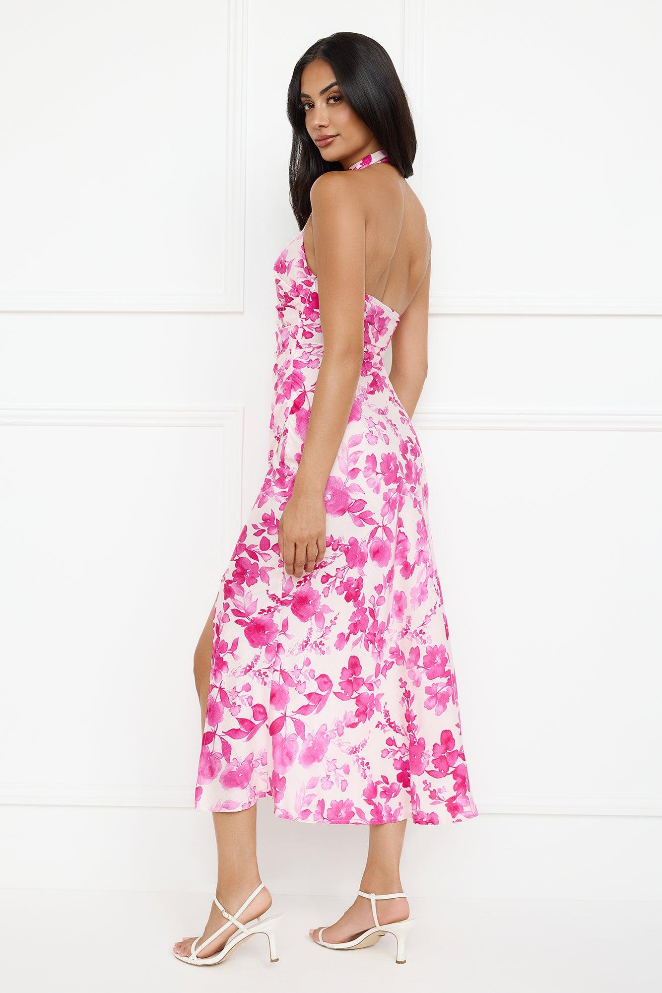 Cupid’s Kiss Halter Midi Dress Pink Product Image