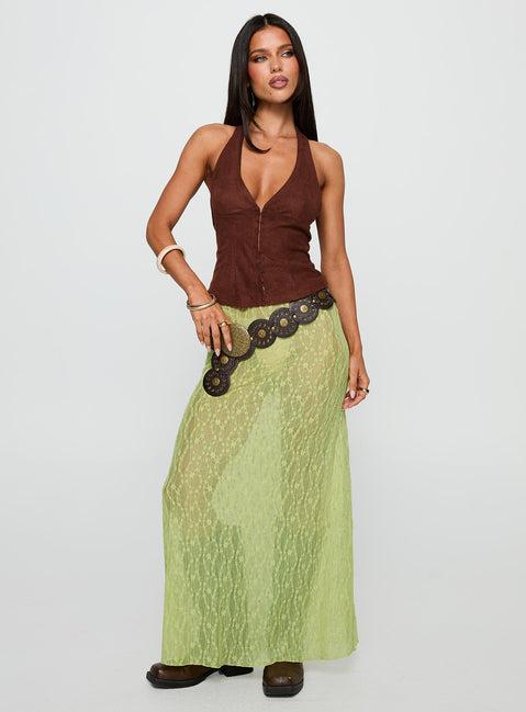 Pura Vida Lace Maxi Skirt Sage Product Image