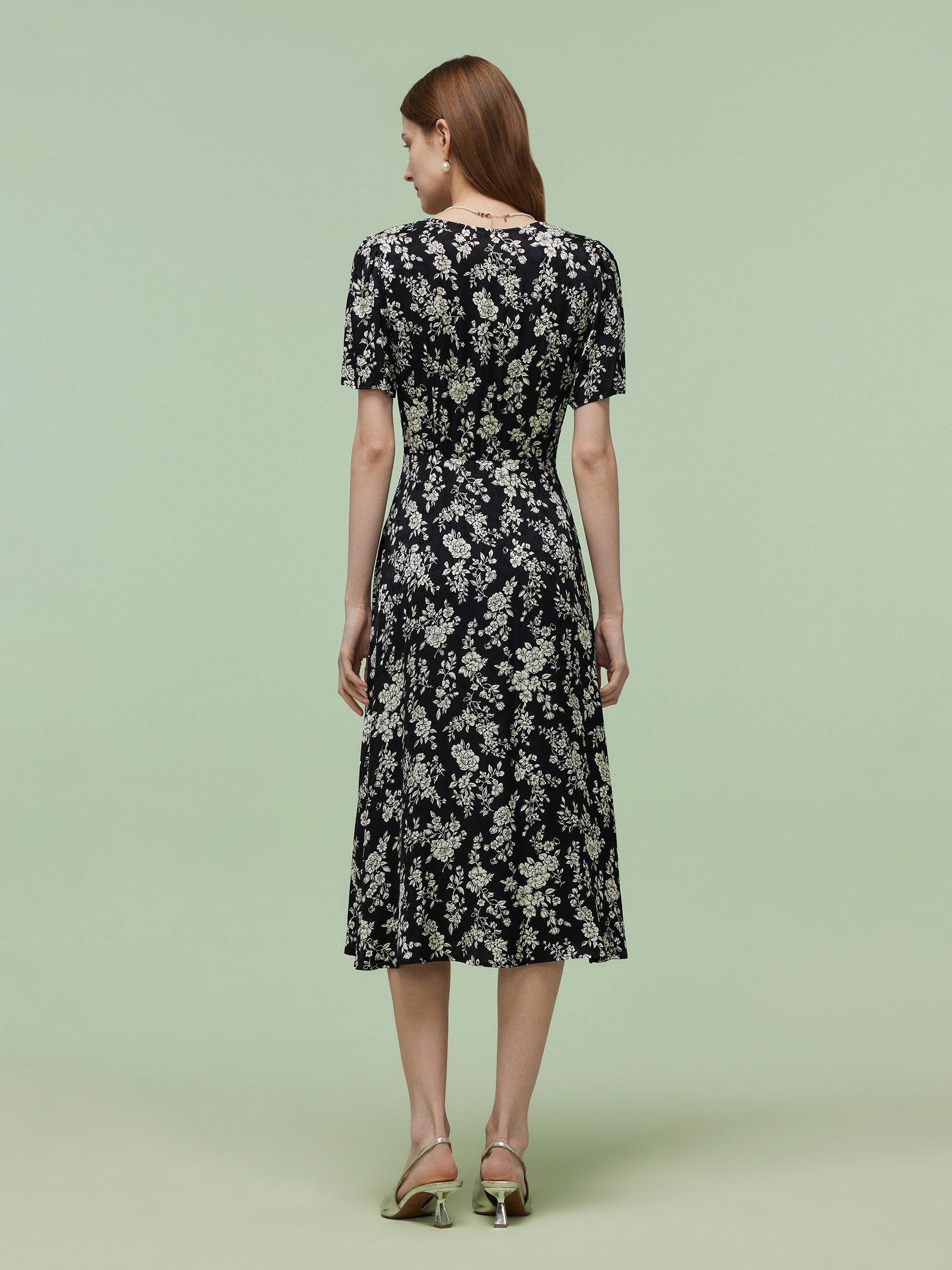 Floral Print Twist Front Women Midi Dress Product Image