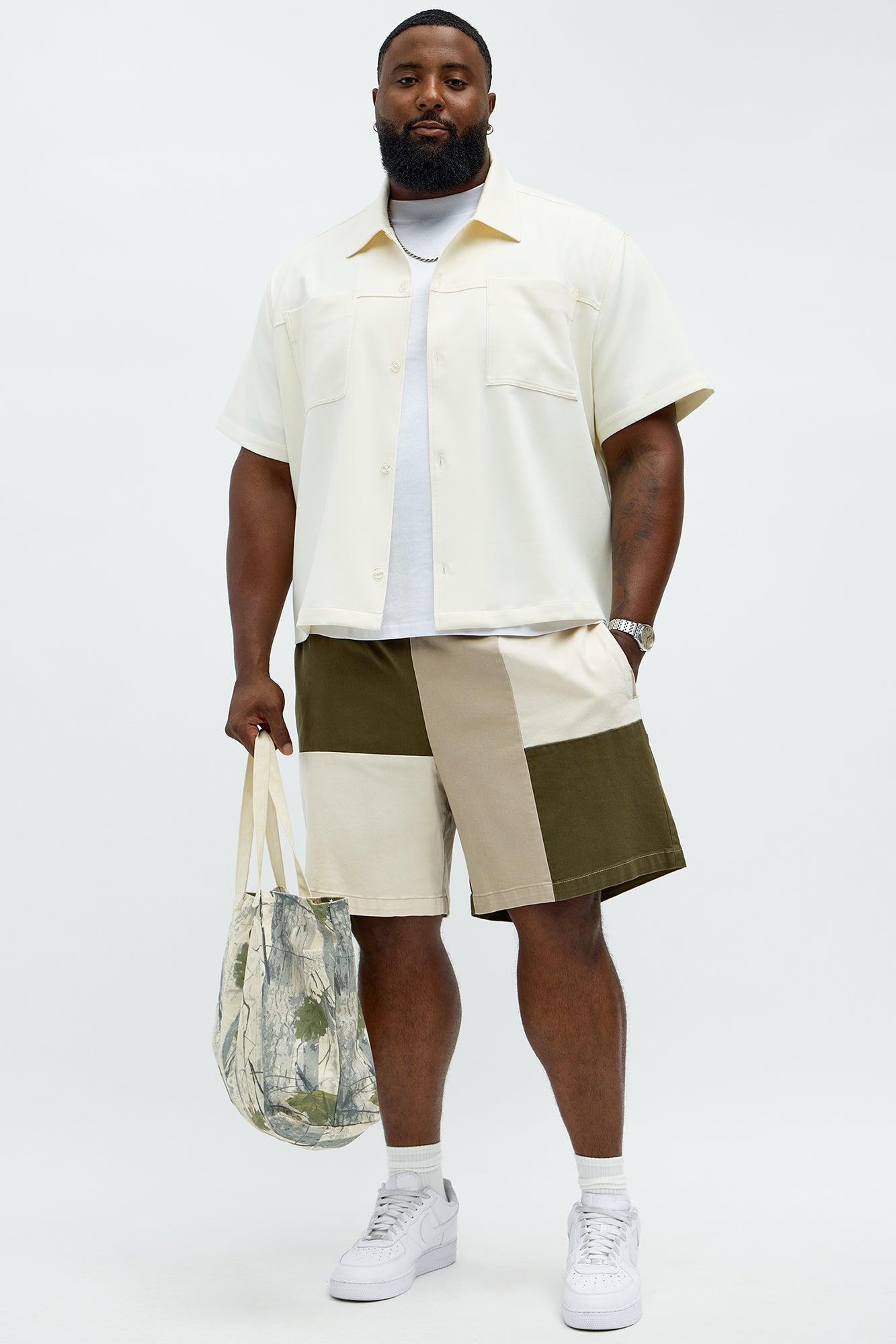 Blocked Again Shorts - Olive/combo Product Image