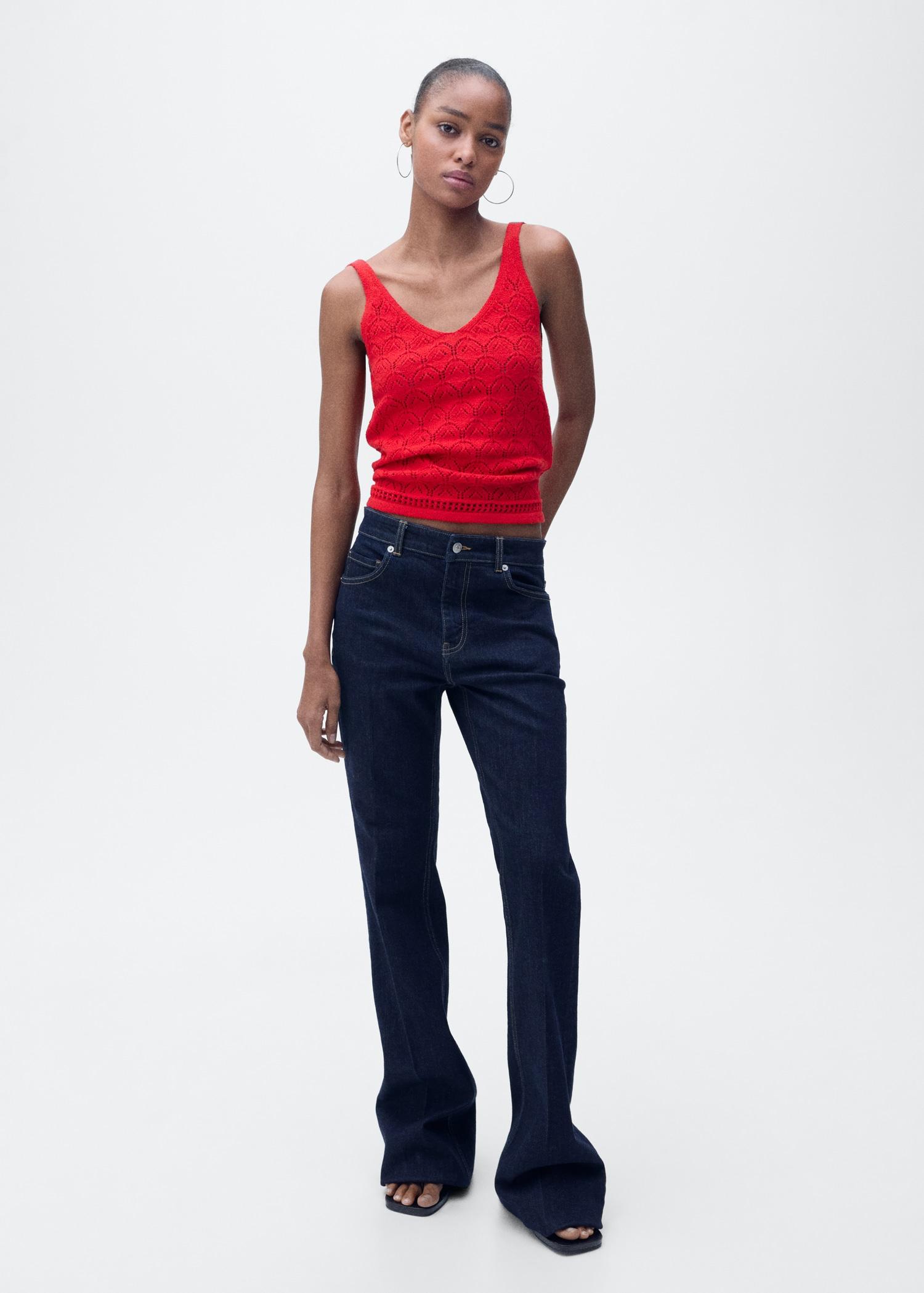 Openwork details knit top - Women | MANGO USA Product Image