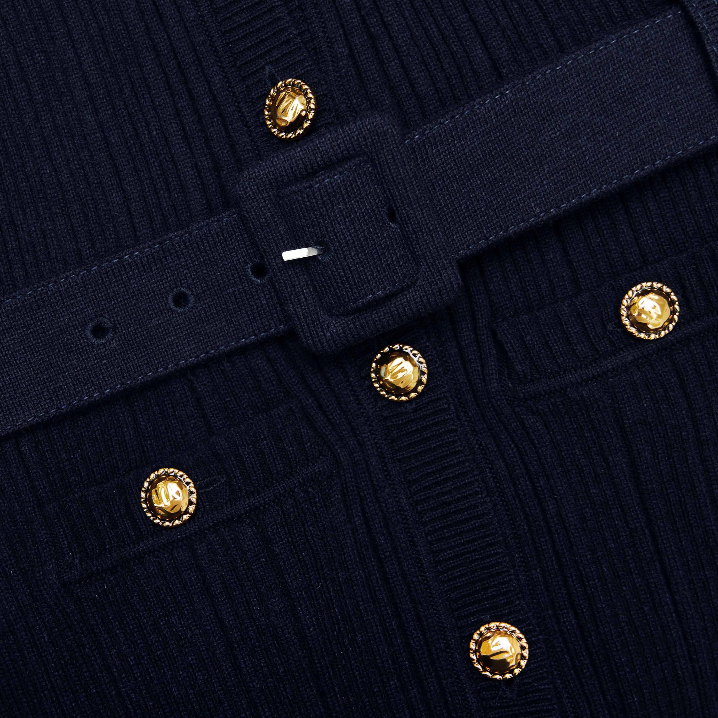 Navy Viscose Knit Mini Dress Product Image