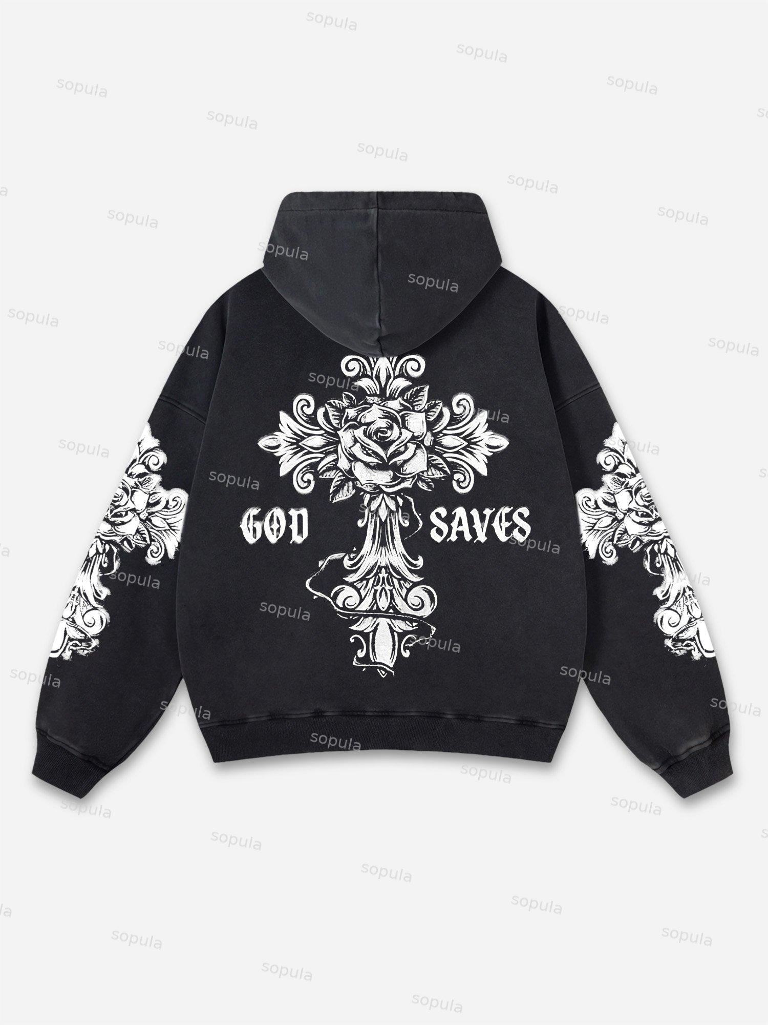 Vintage Jesus Thinker Graphic Acid Washed Oversized Hoodie Product Image