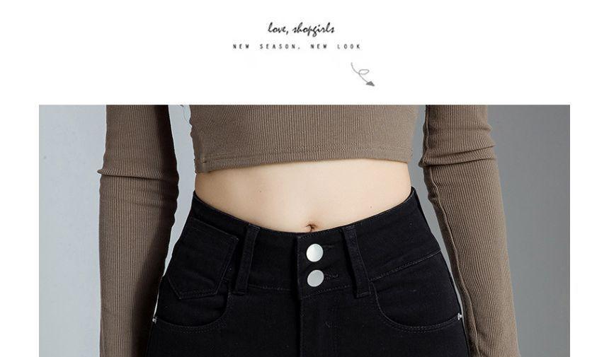 High Waist Washed Skinny Jeans Product Image