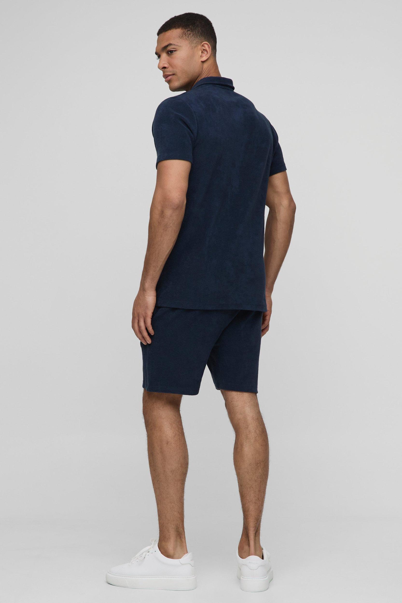 Slim Fit Revere Towelling Polo | boohooMAN USA Product Image