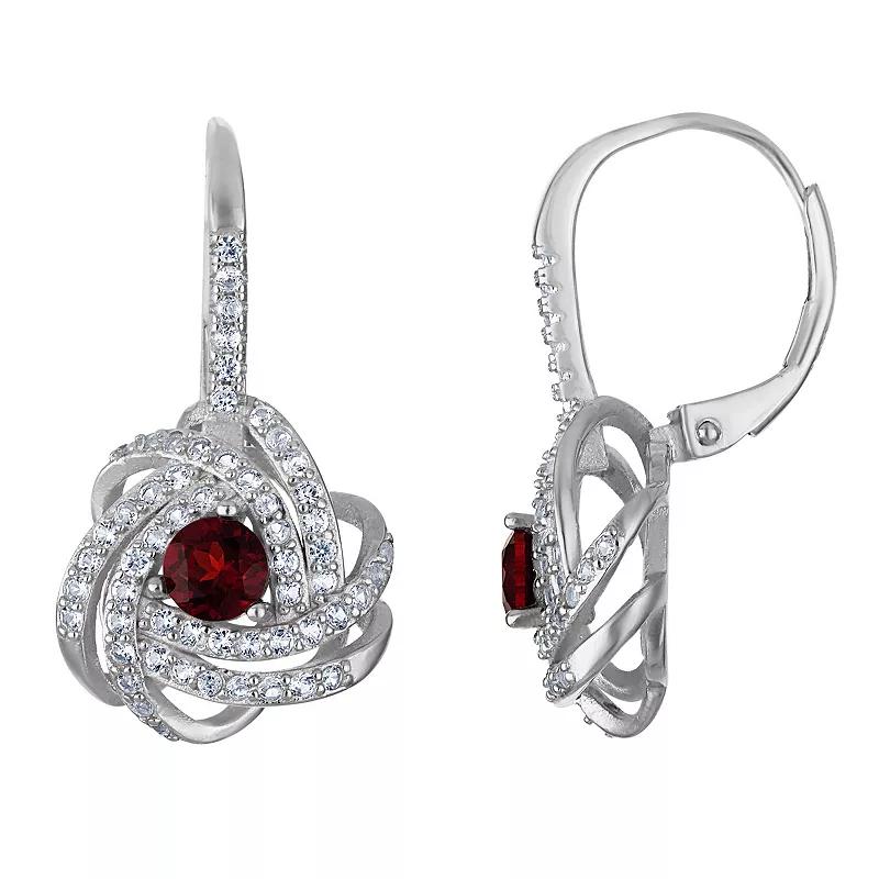 Designs by Gioelli Sterling Silver Gemstone Love Knot Leverback Earrings, Women's, London Blue Topaz Product Image