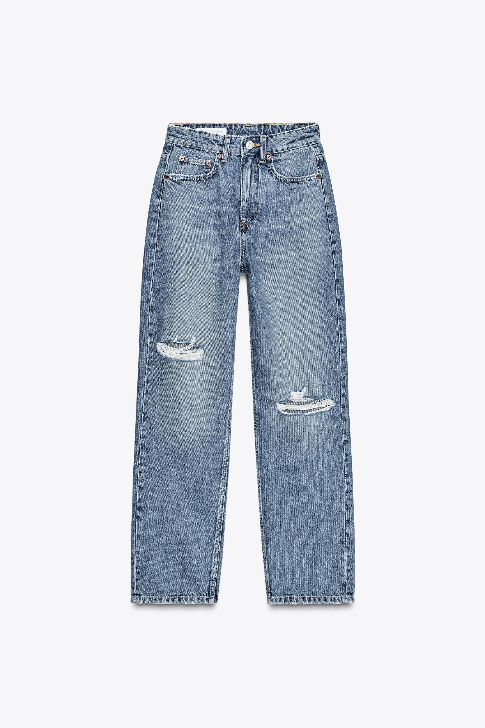 TRF RIPPED HIGH-WAIST MOM FIT JEANS Product Image