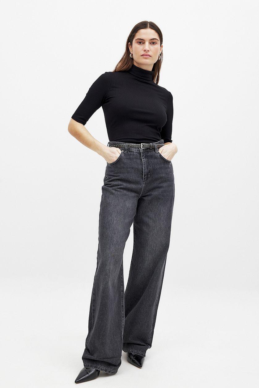 Short Sleeve Rib Collar Top Product Image