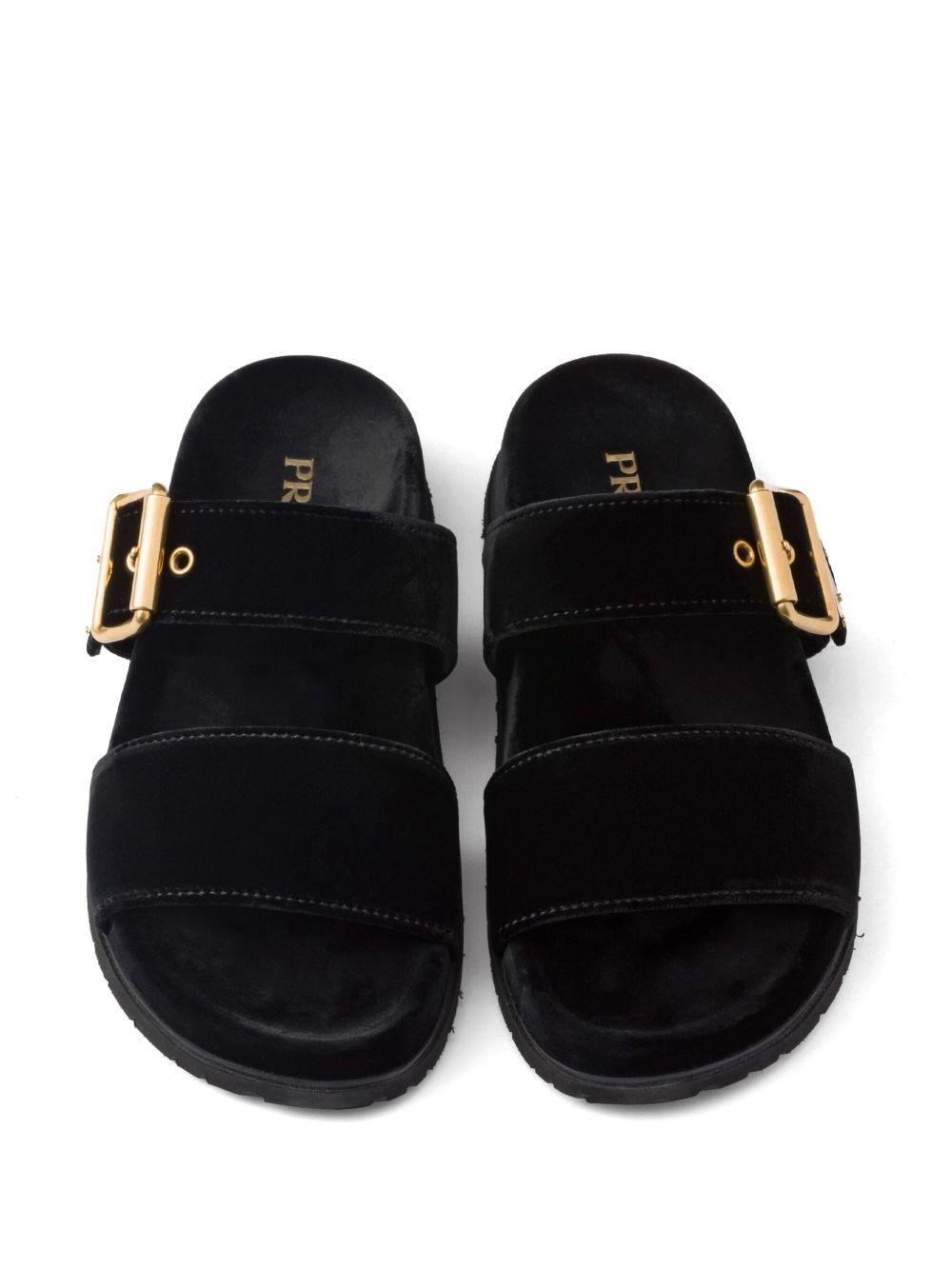 triangle-logo velvet slides Product Image