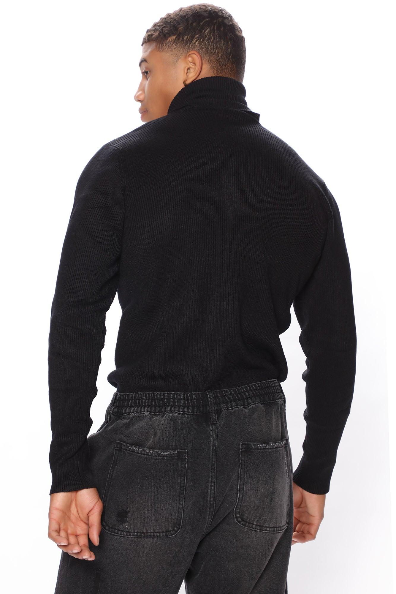 Viscose Ribbed Turtleneck - Black Product Image