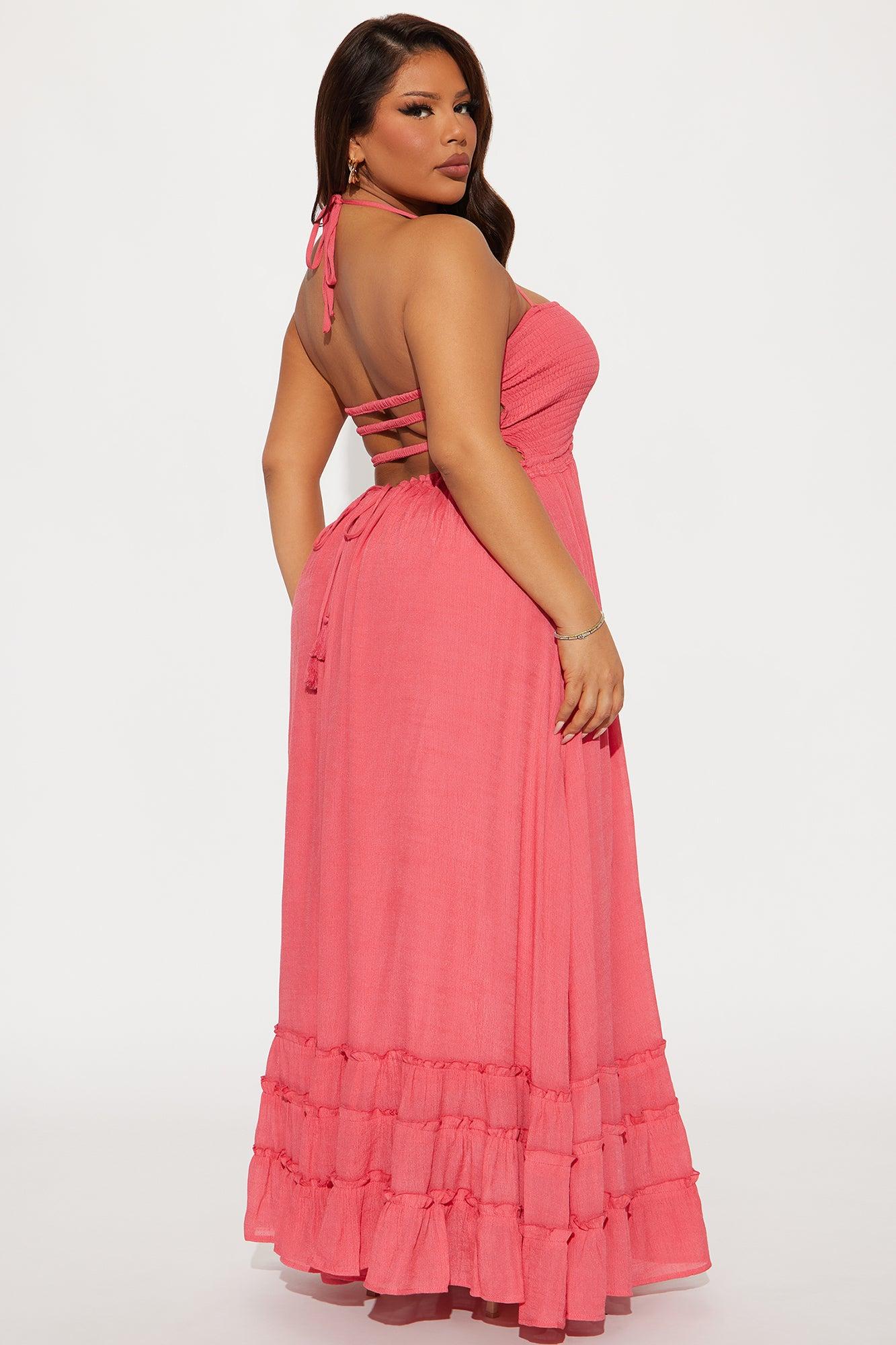 Hayley Halter Maxi Dress - Coral Product Image
