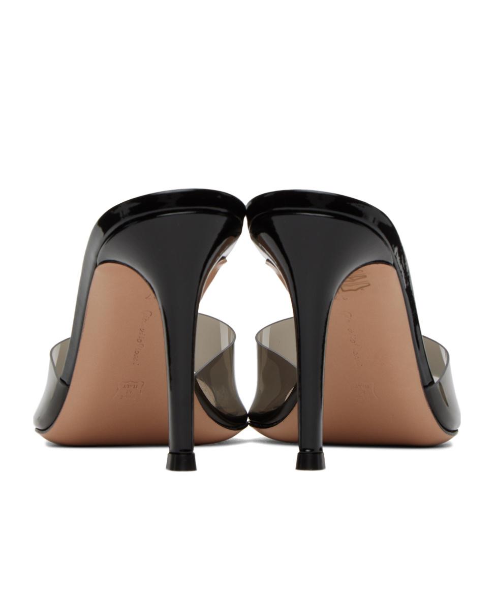 GIANVITO ROSSI Elle 85 Pvc And Patent-leather Mules In Black Product Image