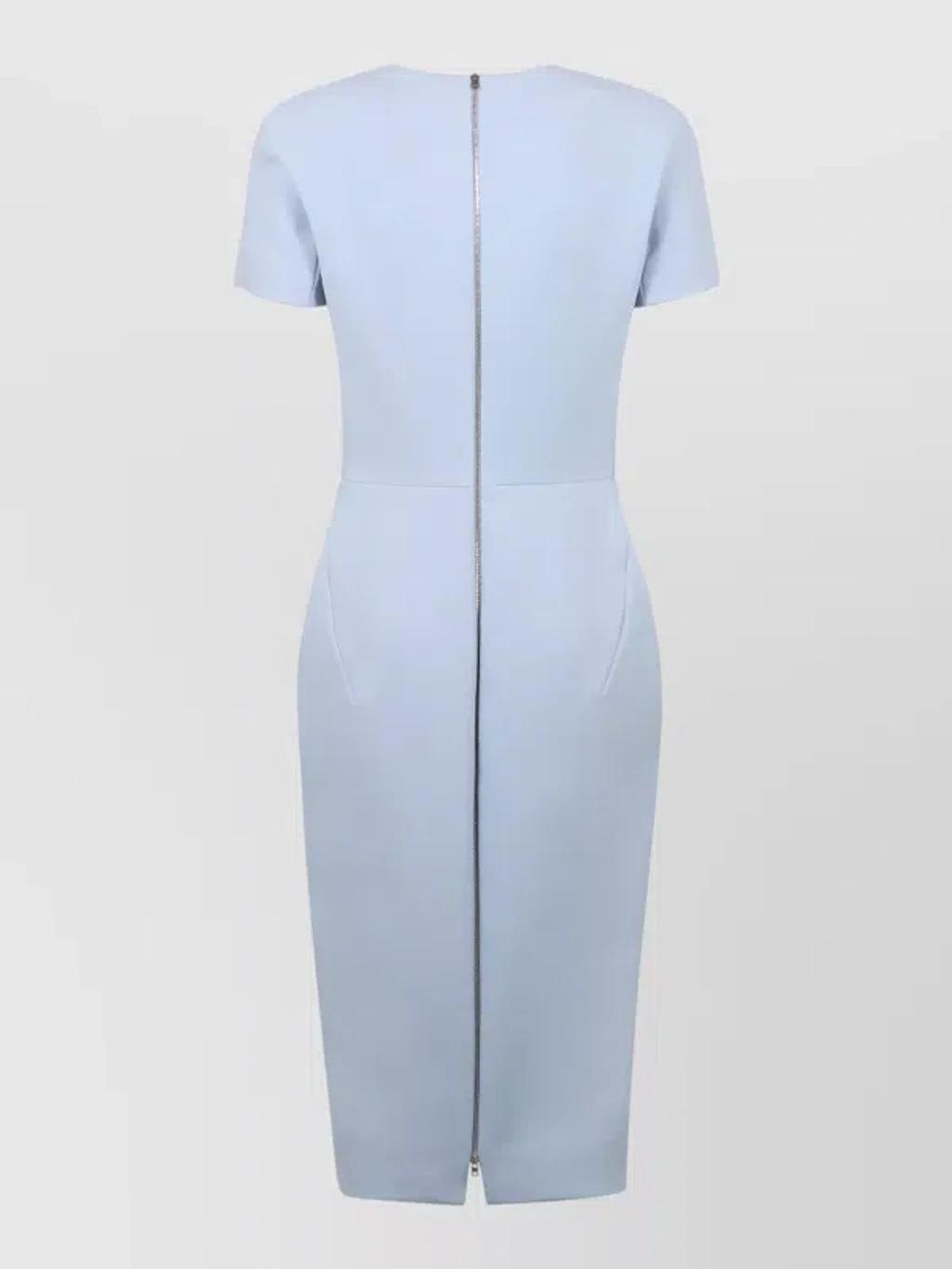 VICTORIA BECKHAM Crepe Dress Crew Neck Fitted Silhouette In Blue Product Image