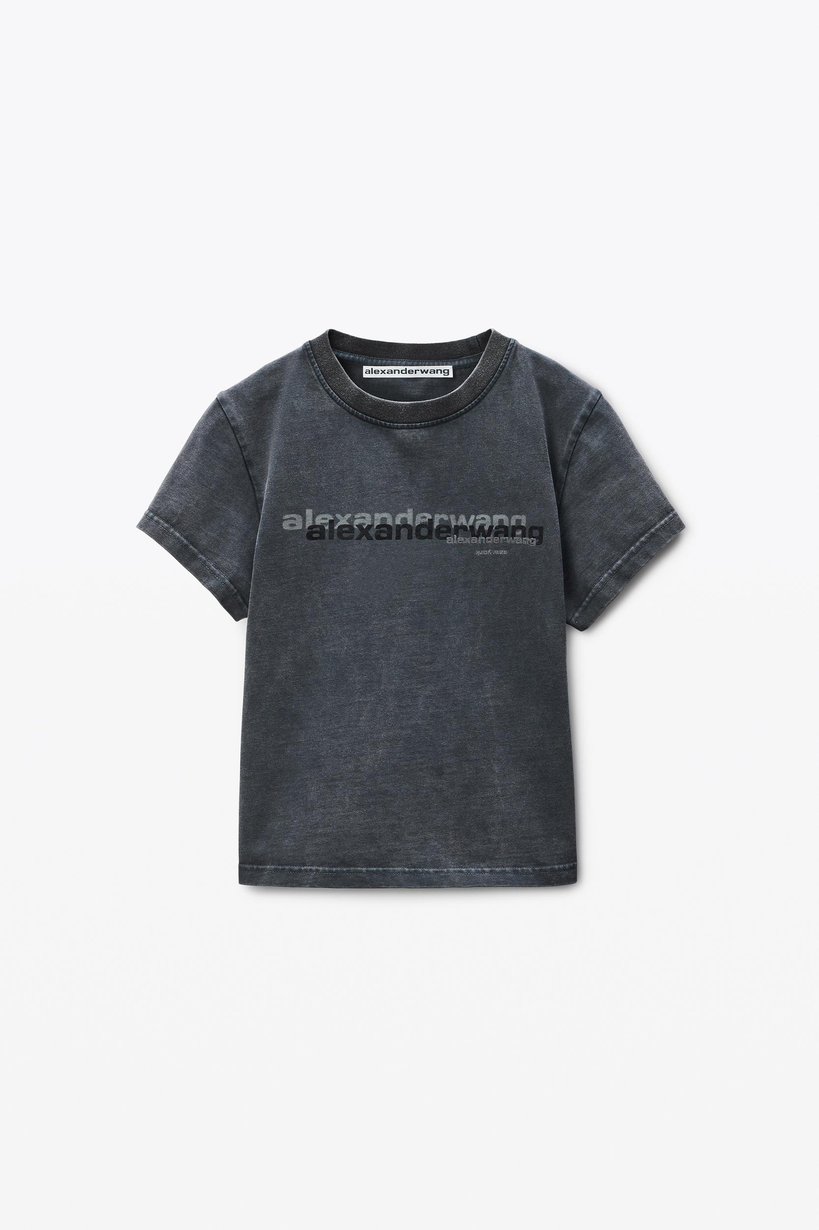 Black Cotton Shrunken Logo Tee Product Image