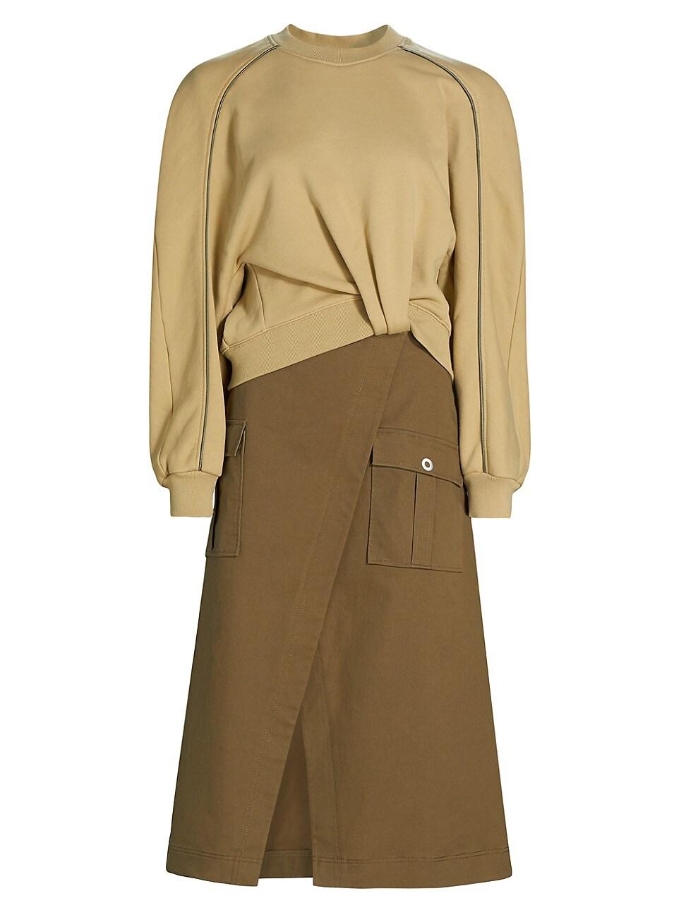 Womens Cotton Combo Utility Midi-Dress Product Image