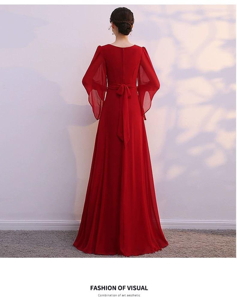 3/4-Sleeve V-Neck Lace Panel Maxi A-Line Dress Product Image