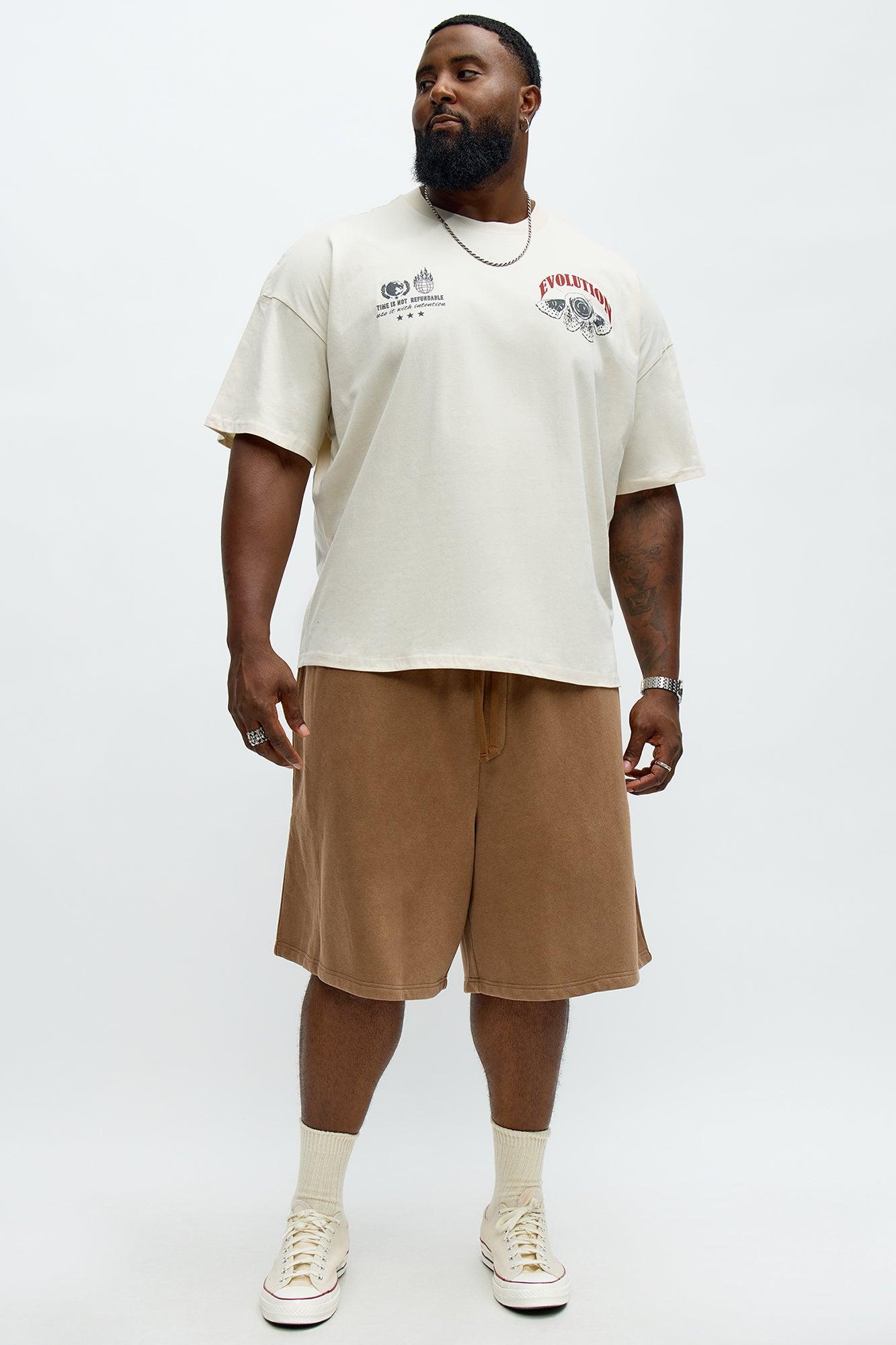 Tyson Loose Fit Washed Shorts - Brown Male Product Image