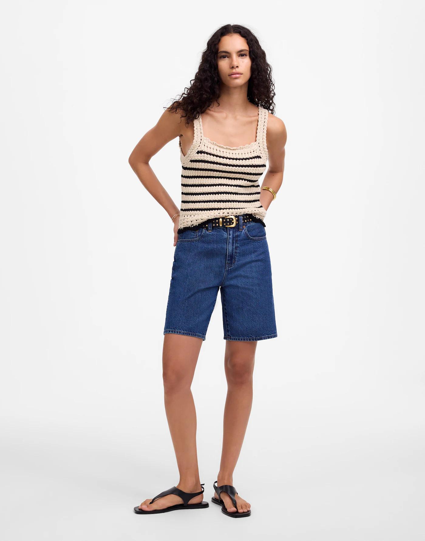 Crochet-Stitch Cotton Sweater Tank Product Image