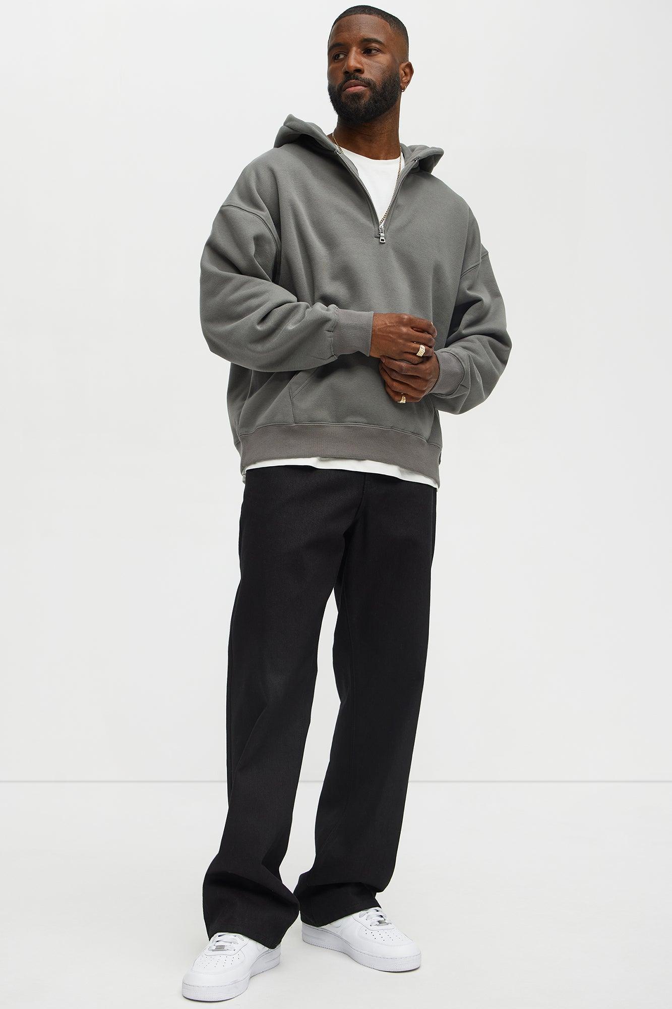 Tyson Oversized Heavyweight Quarter Zip Hoodie - Charcoal Male Product Image