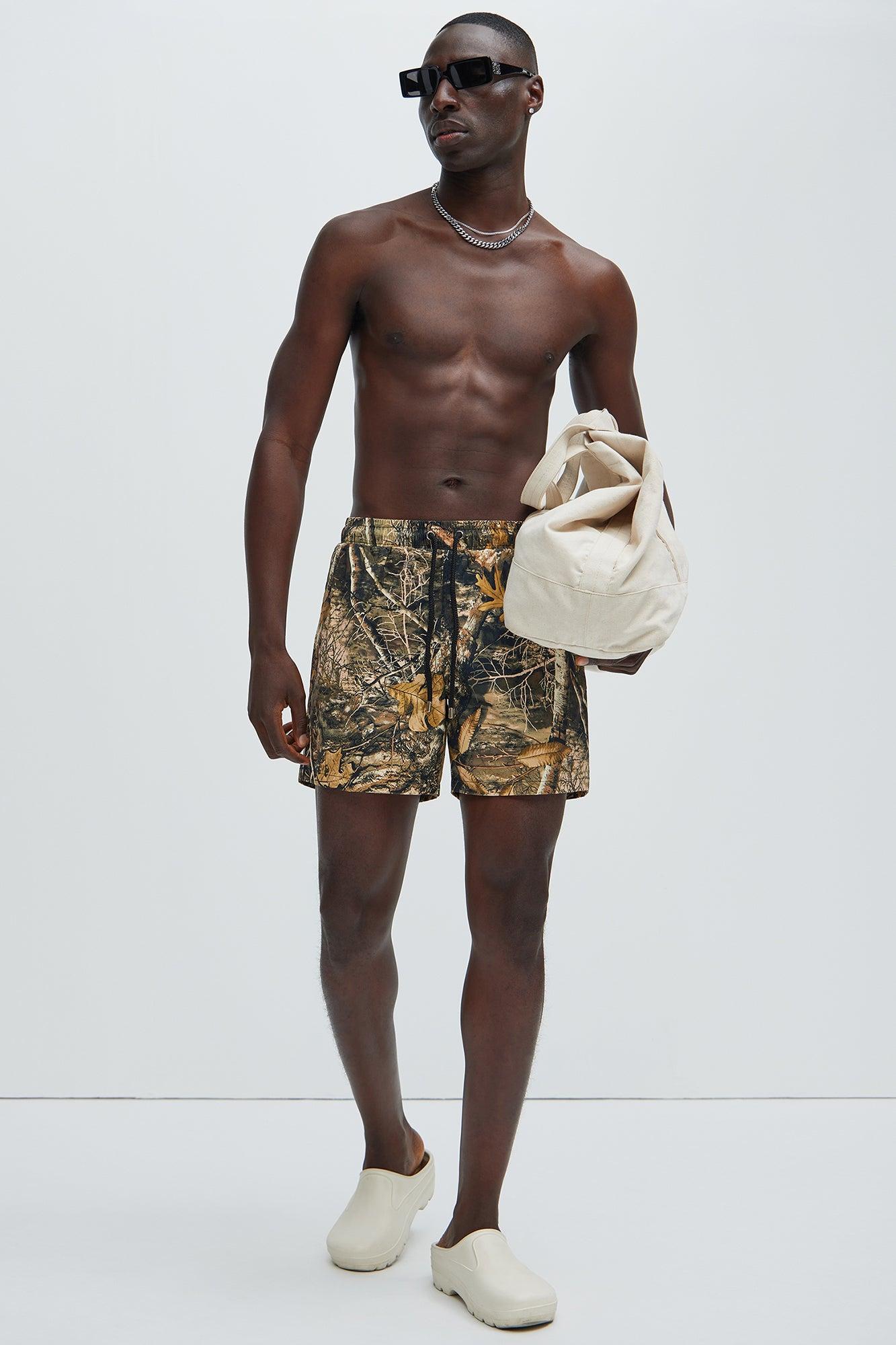 Real Tree Camo Montez Stretch Swim Mid Trunk - Brown/combo Product Image