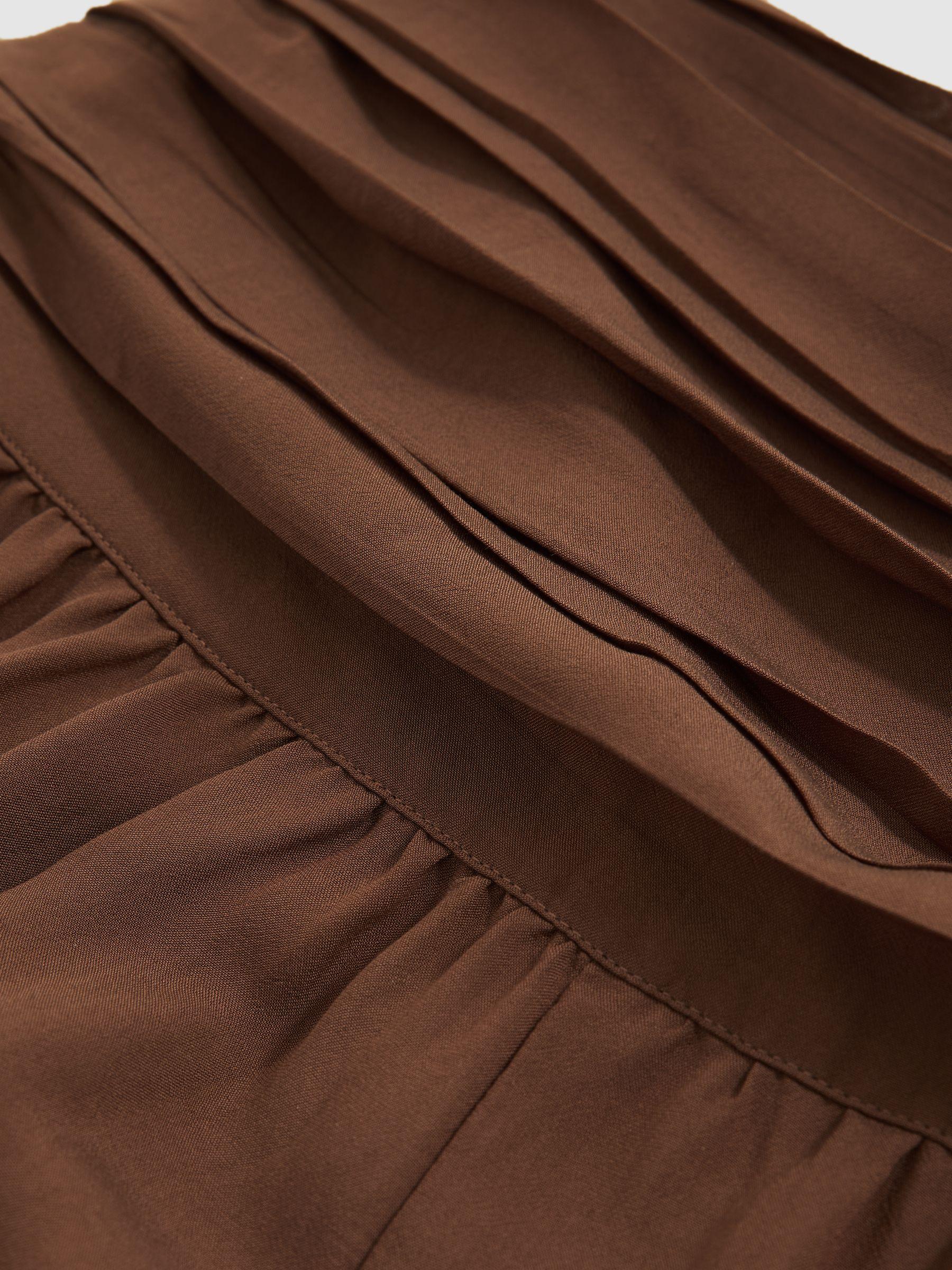 Lyocell Blend Wide Leg Trousers in Brown Product Image