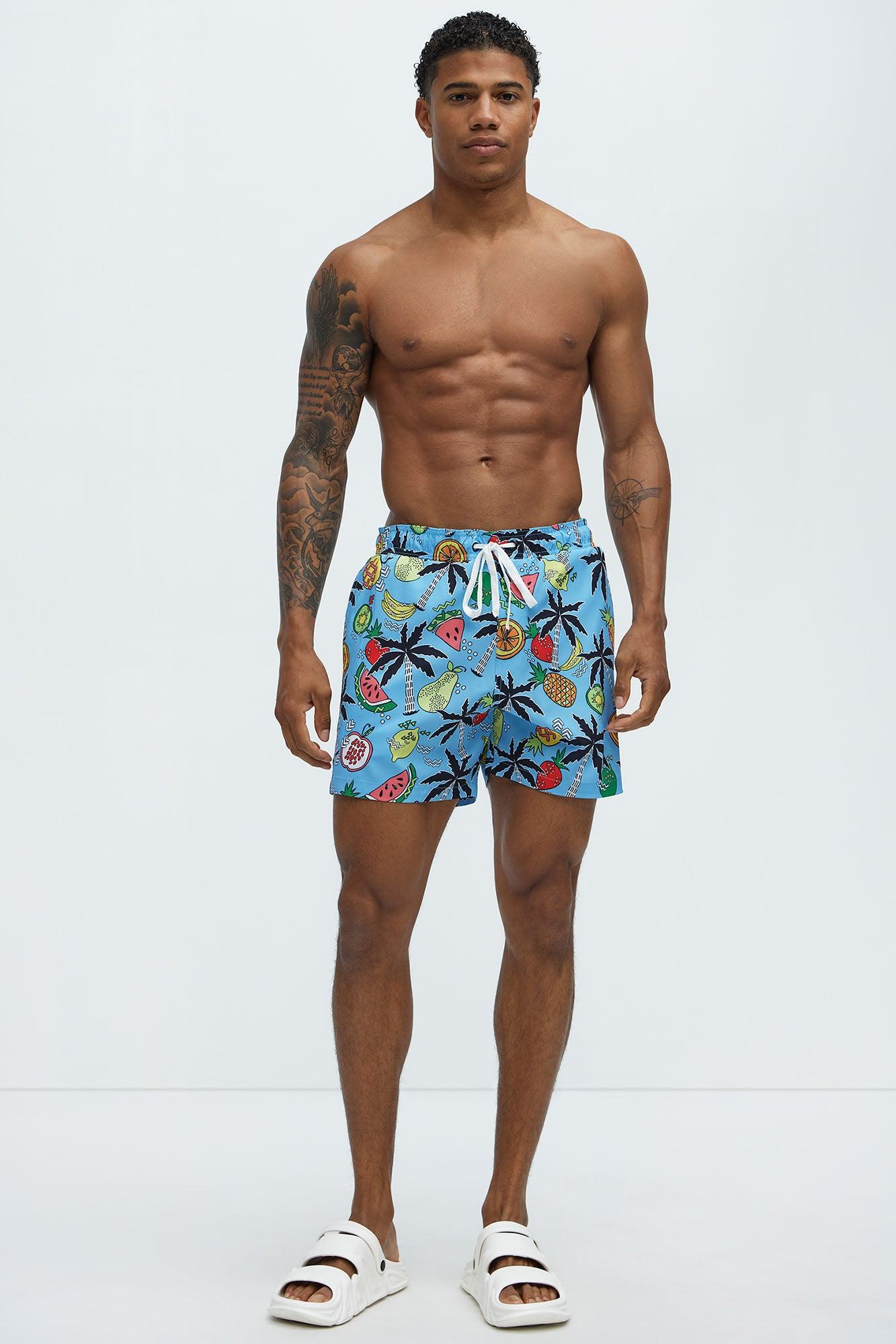 Fruit Medley Swim Mid Trunk - Blue/combo Product Image