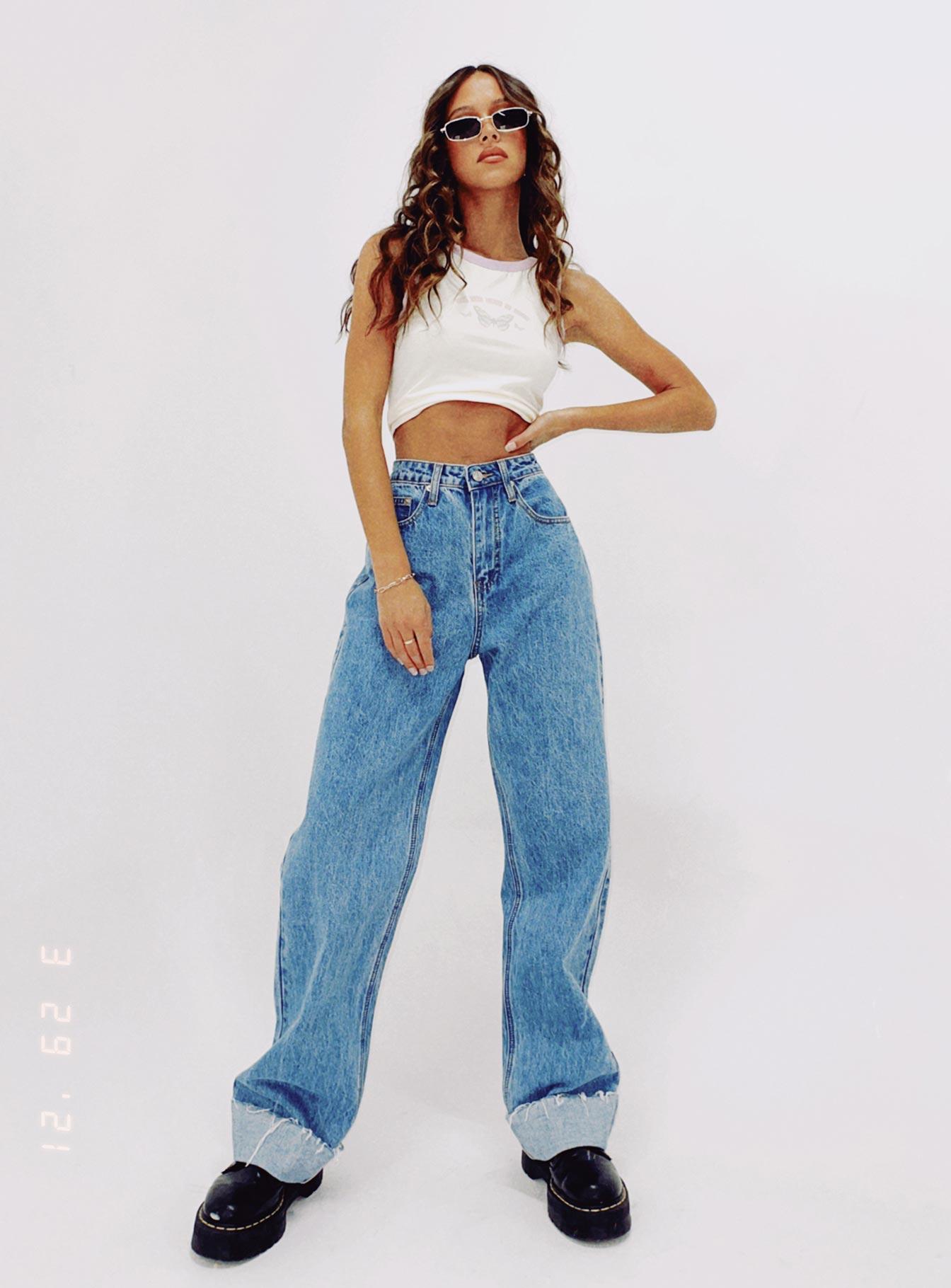 Ollie Mid Rise Straight Leg Jeans Mid Wash Denim Product Image
