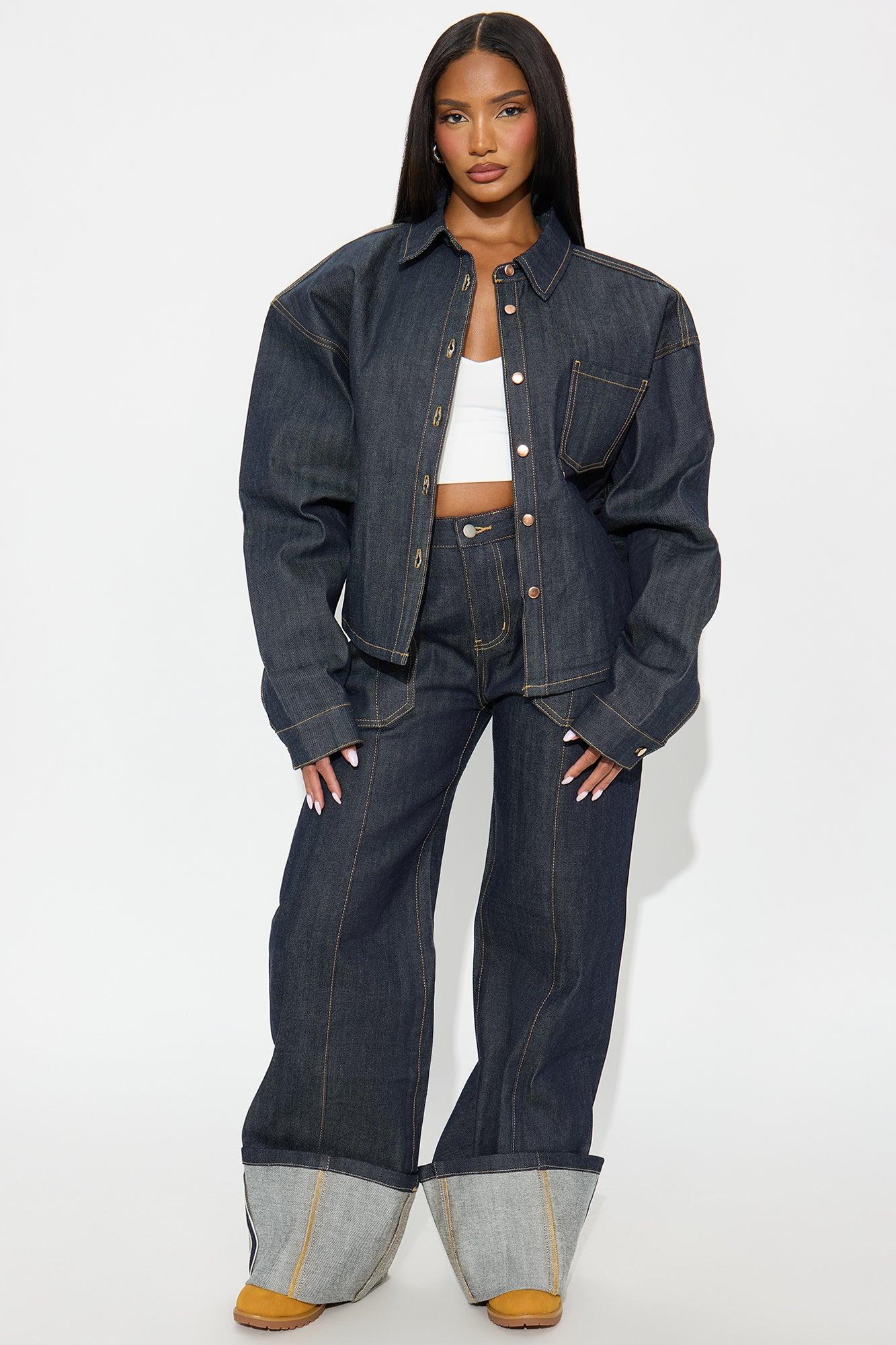 Premium Selvedge Utility Denim Jacket - Dark Denim Female Product Image