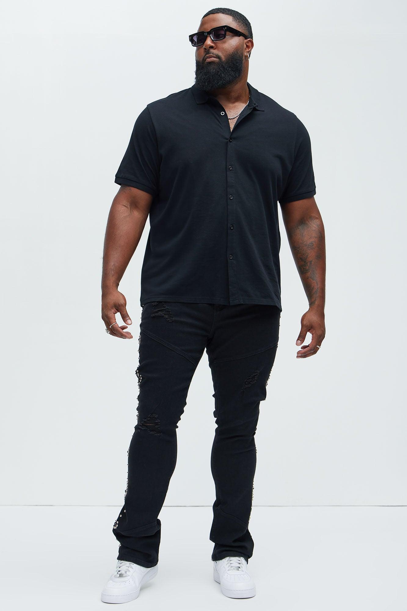 Be Along The Sides Stacked Skinny Flare Jeans - Black Product Image