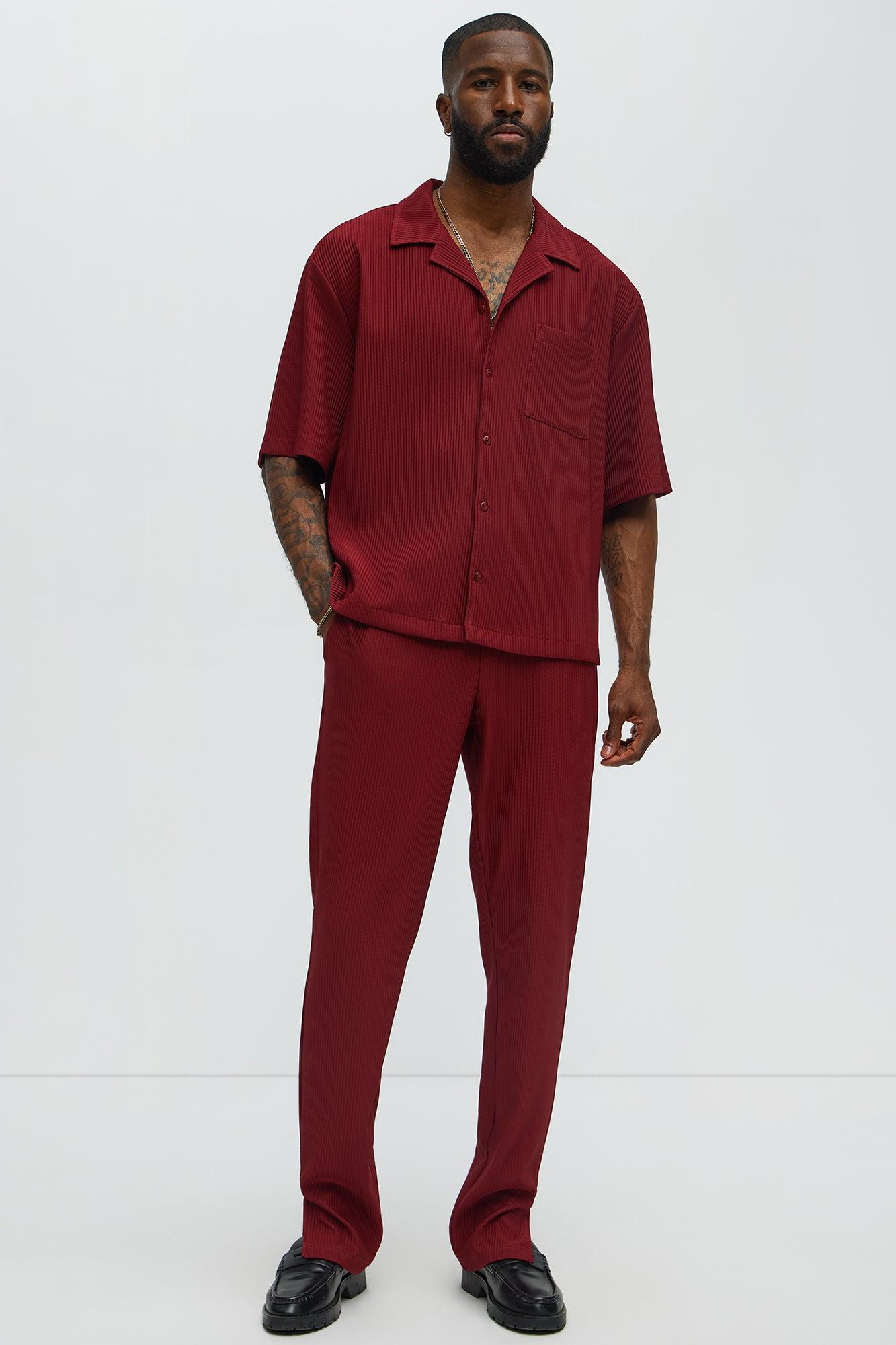 Show Up Slim Slit Pants - Burgundy Male Product Image